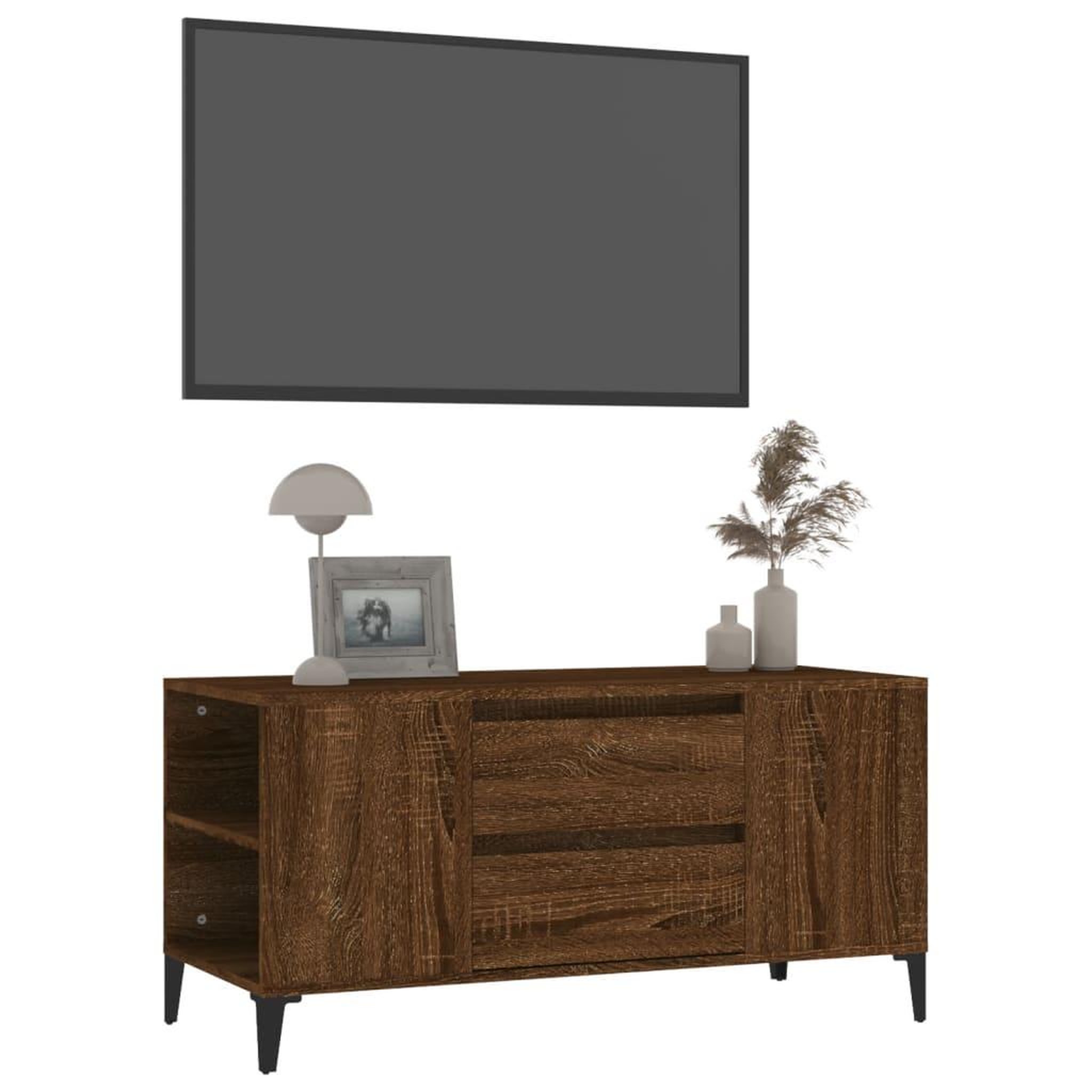 Voir la diapositive 4 : VIDAXL Meuble TV Chene marron 102x44,5x50 cm Bois d'ingenierie