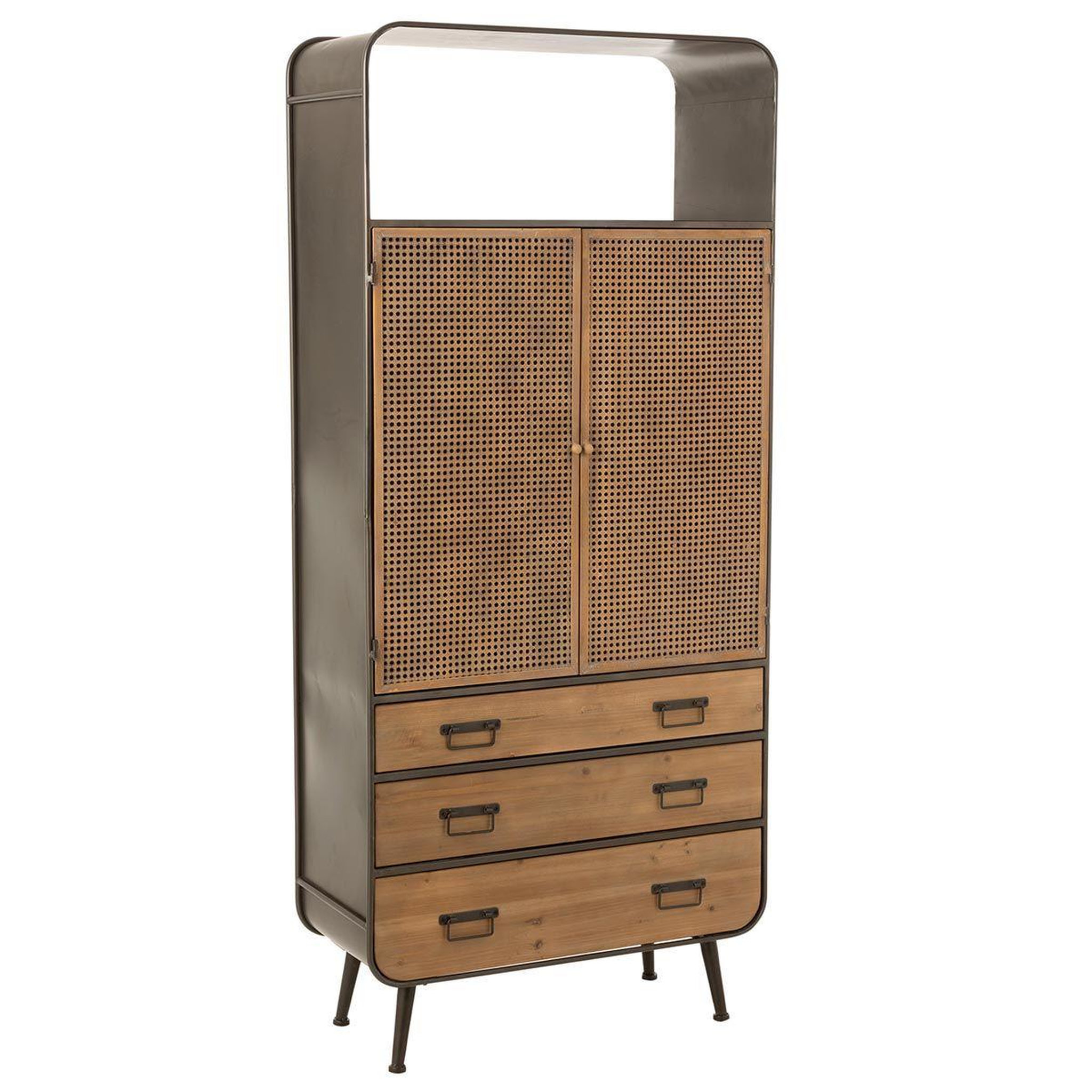 J-LINE Buffet 3 Tiroirs en Bois  Hulta  180cm Naturel & Noir