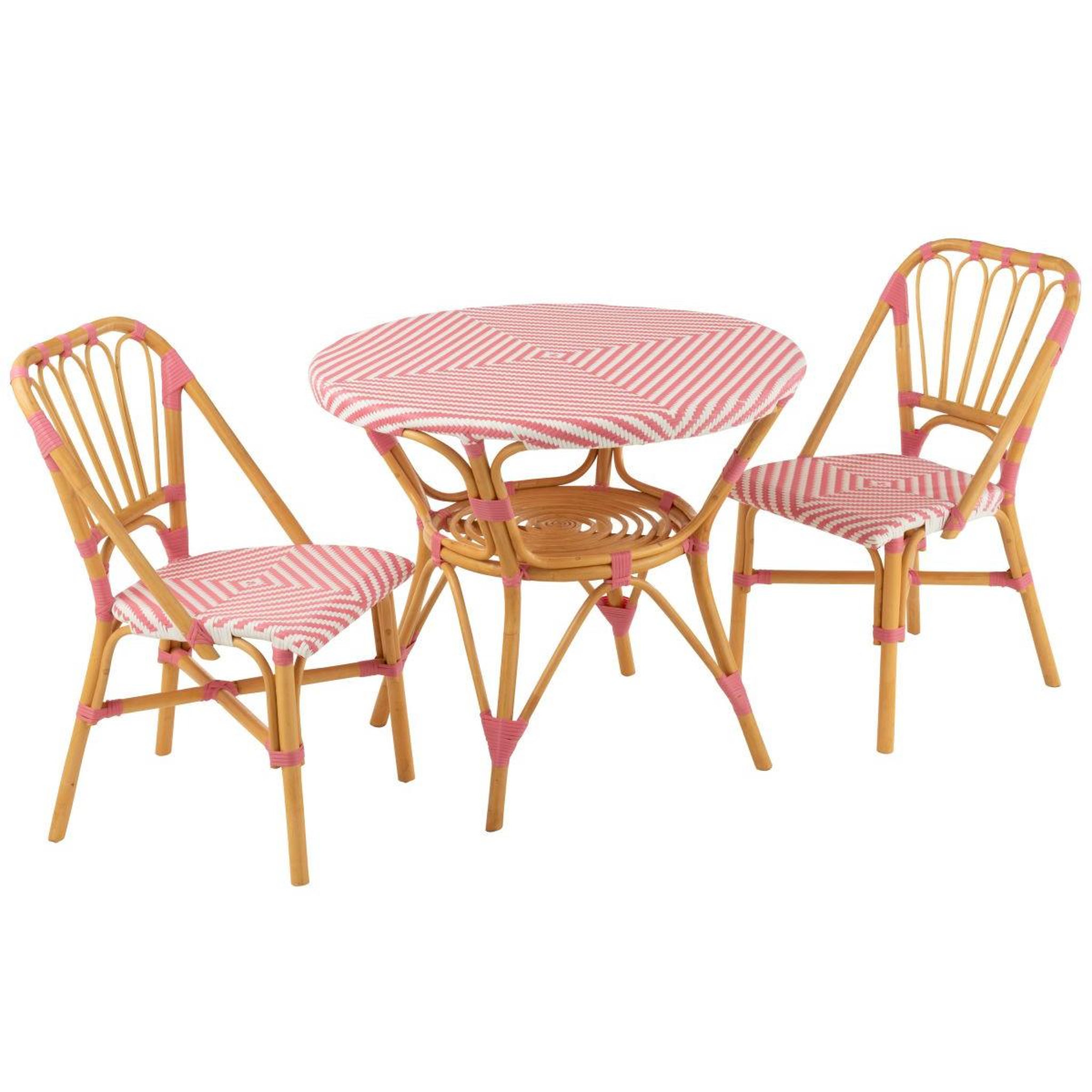 Voir la diapositive 6 : J-LINE Table à manger en rotin  danial  90cm rose