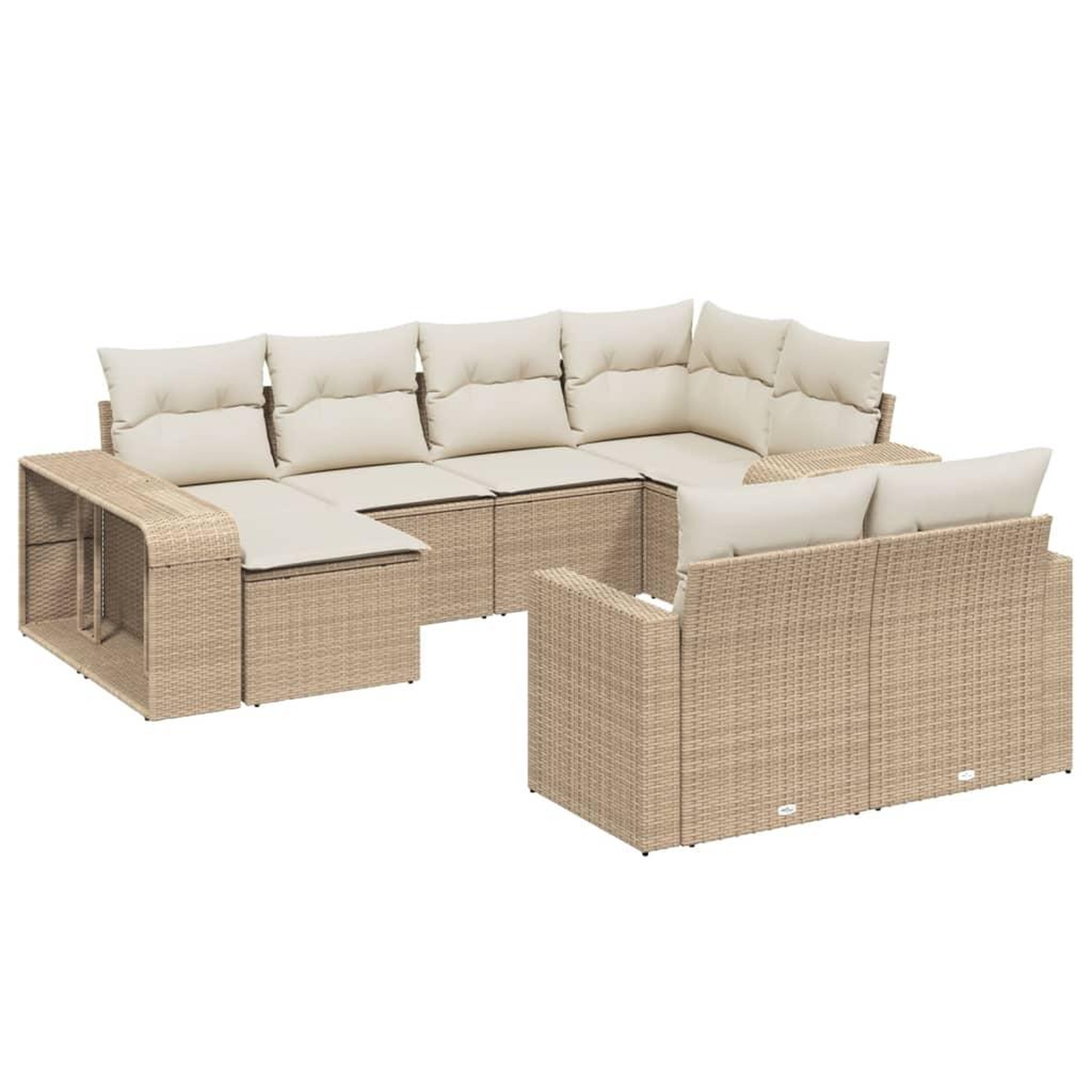 Voir la diapositive 2 : VIDAXL Salon de jardin avec coussins 10 pcs beige resine tressee