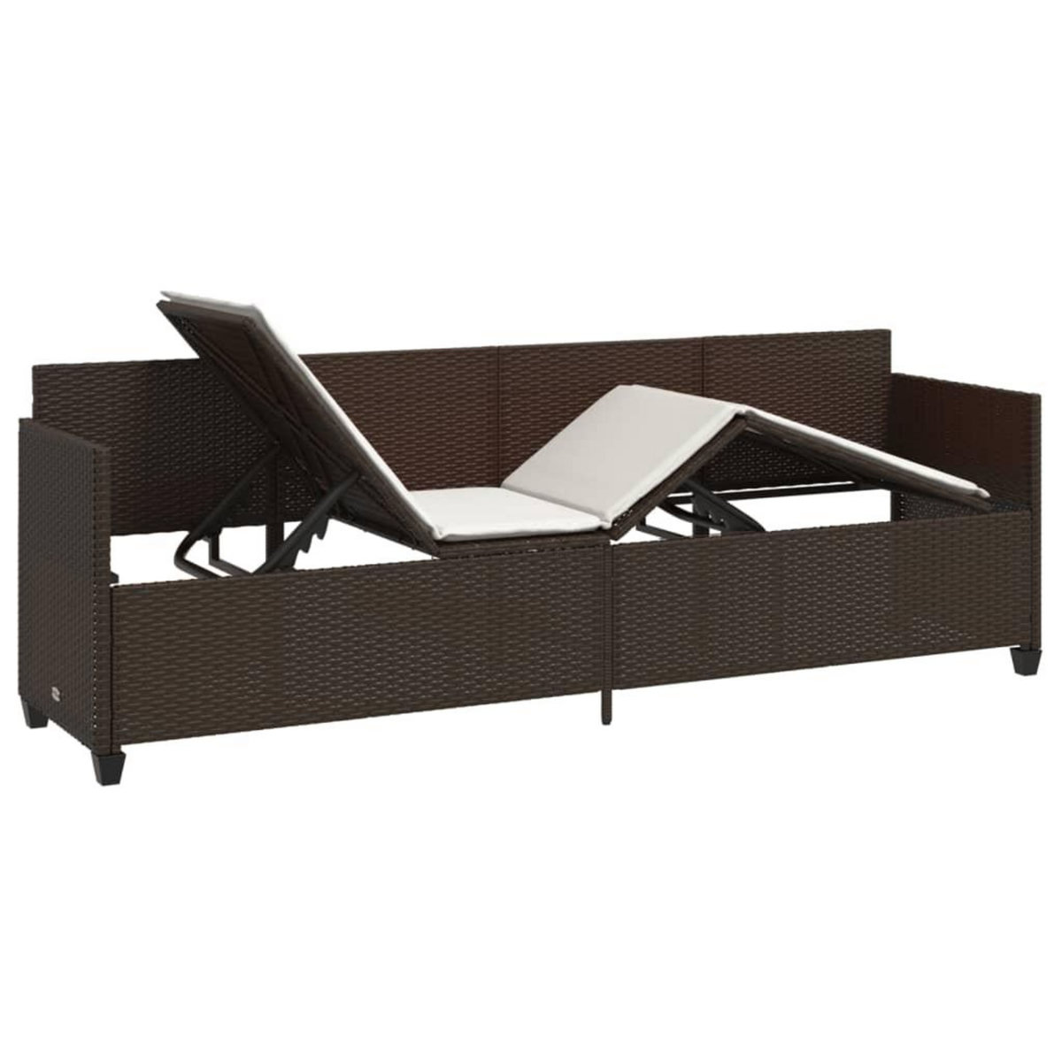 VIDAXL Chaise longue avec coussins marron resine tressee