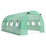 OUTSUNNY Serre tunnel de jardin - 12 m² - bâche PE 140 g/m² - 2 portes et 8 fenêtres - 295x400x200cm - bâche PE 140 g/m² - vert