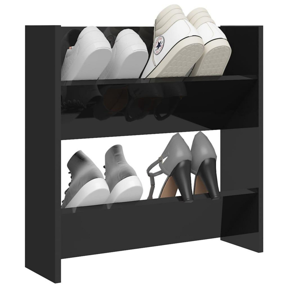 VIDAXL Armoire a chaussure murales noir brillant bois d'ingenierie