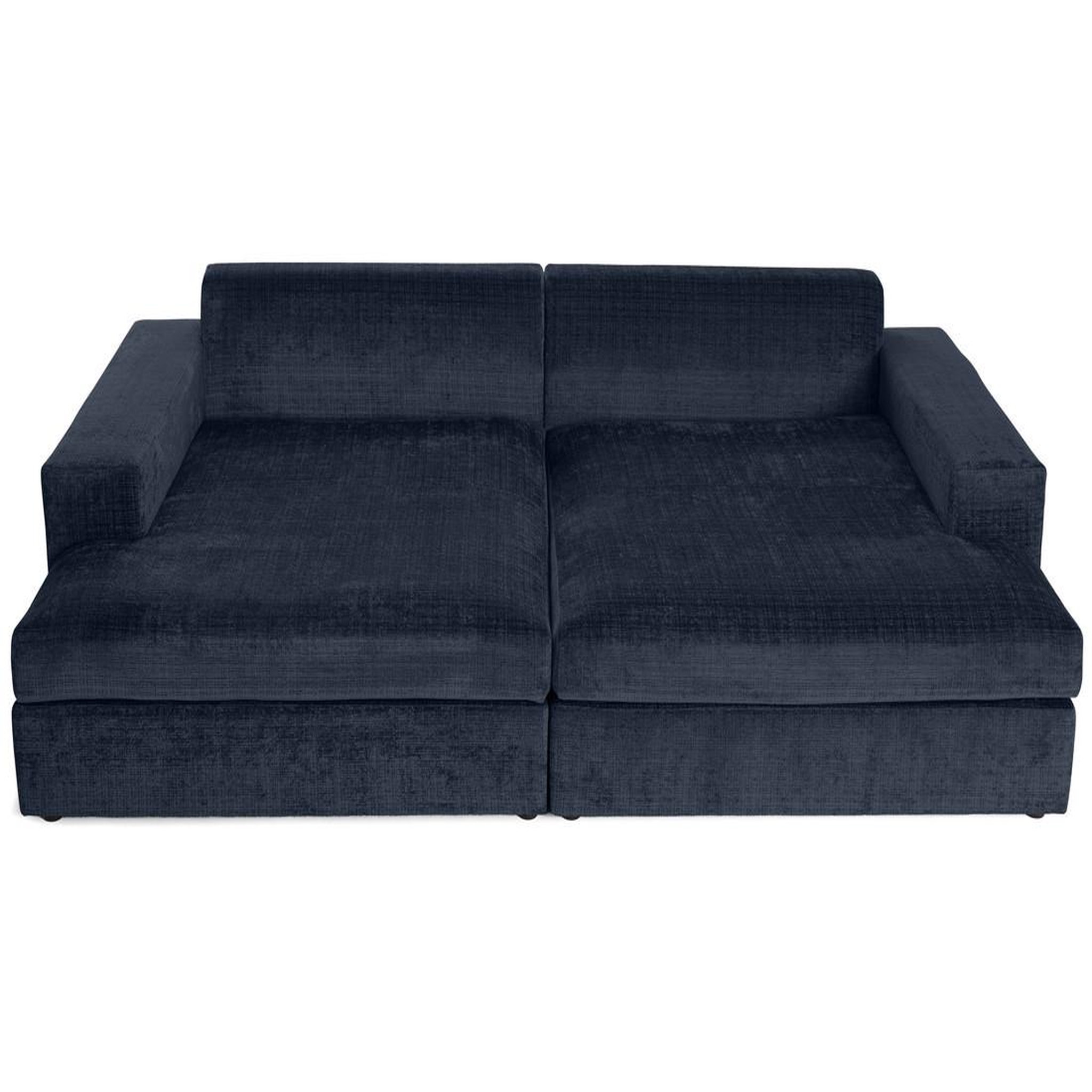 Voir la diapositive 3 : BEST MOBILIER Collins - canapé droit 4 places avec double méridienne - assise profonde - en velours texturé