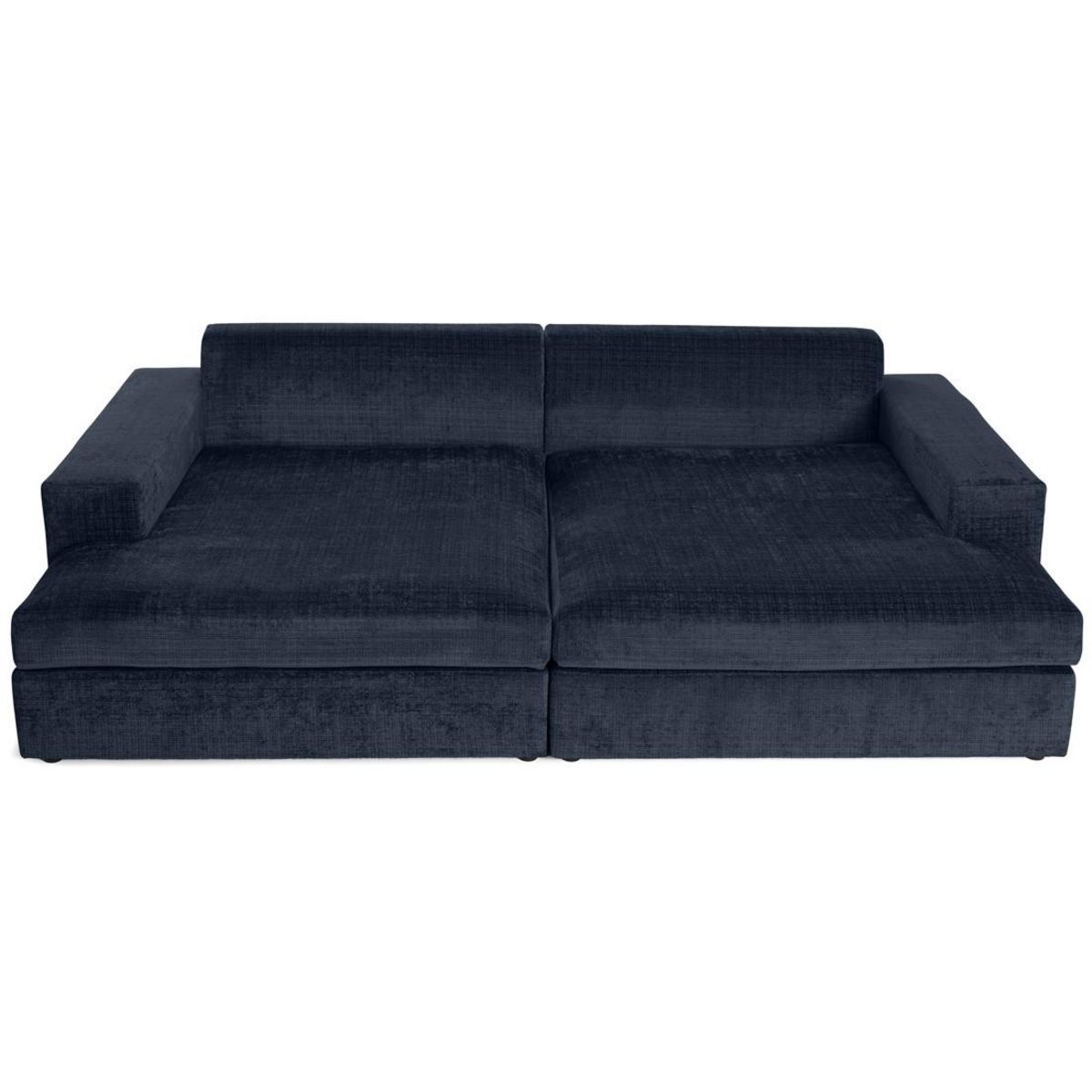 LISA DESIGN Collins - canapé droit 4 places avec double méridienne - assise profonde - en velours texturé