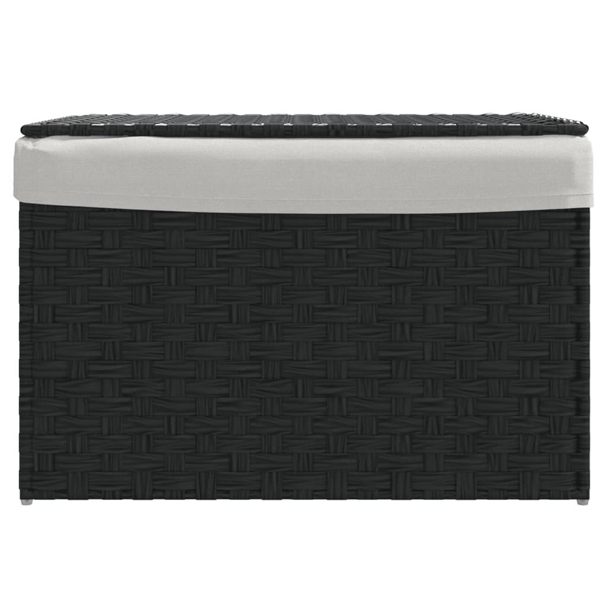 Voir la diapositive 3 : VIDAXL Panier a linge avec couvercle noir 55,5x35x34 cm resine tressee