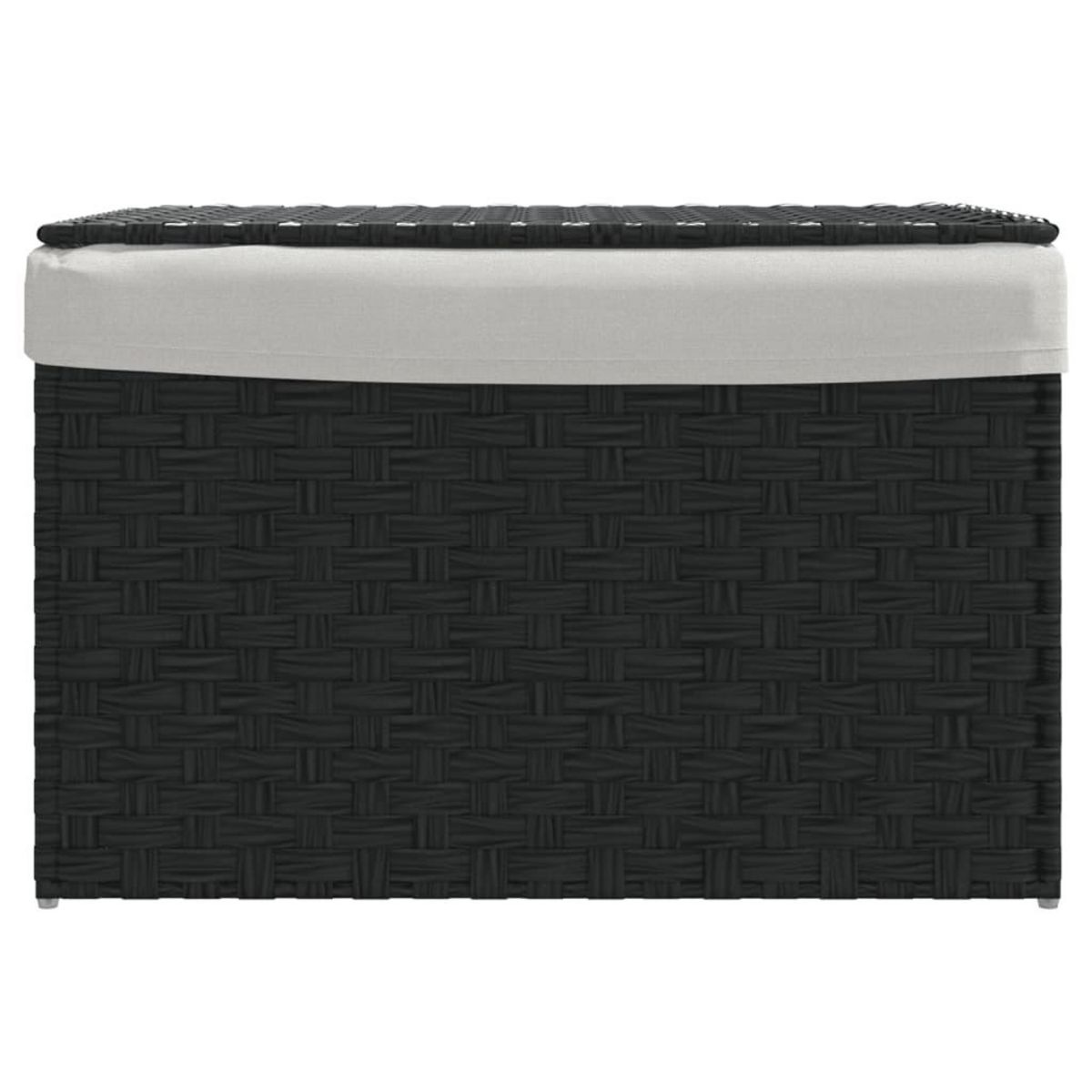 VIDAXL Panier a linge avec couvercle noir 55,5x35x34 cm resine tressee