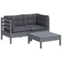 Voir la diapositive 3 : VIDAXL Salon de jardin 3 pcs avec coussins anthracite bois de pin