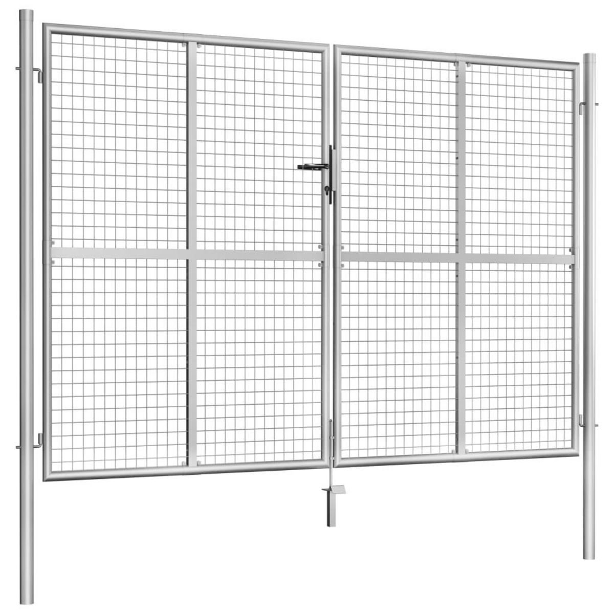 VIDAXL Porte de jardin Acier galvanise 306x225 cm Argente