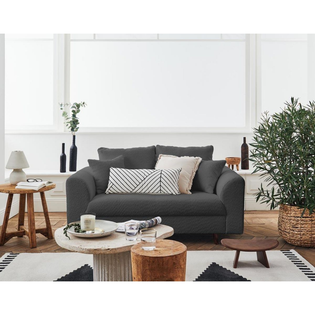 LISA DESIGN Rune - canapé 2 places - en tissu bouclette
