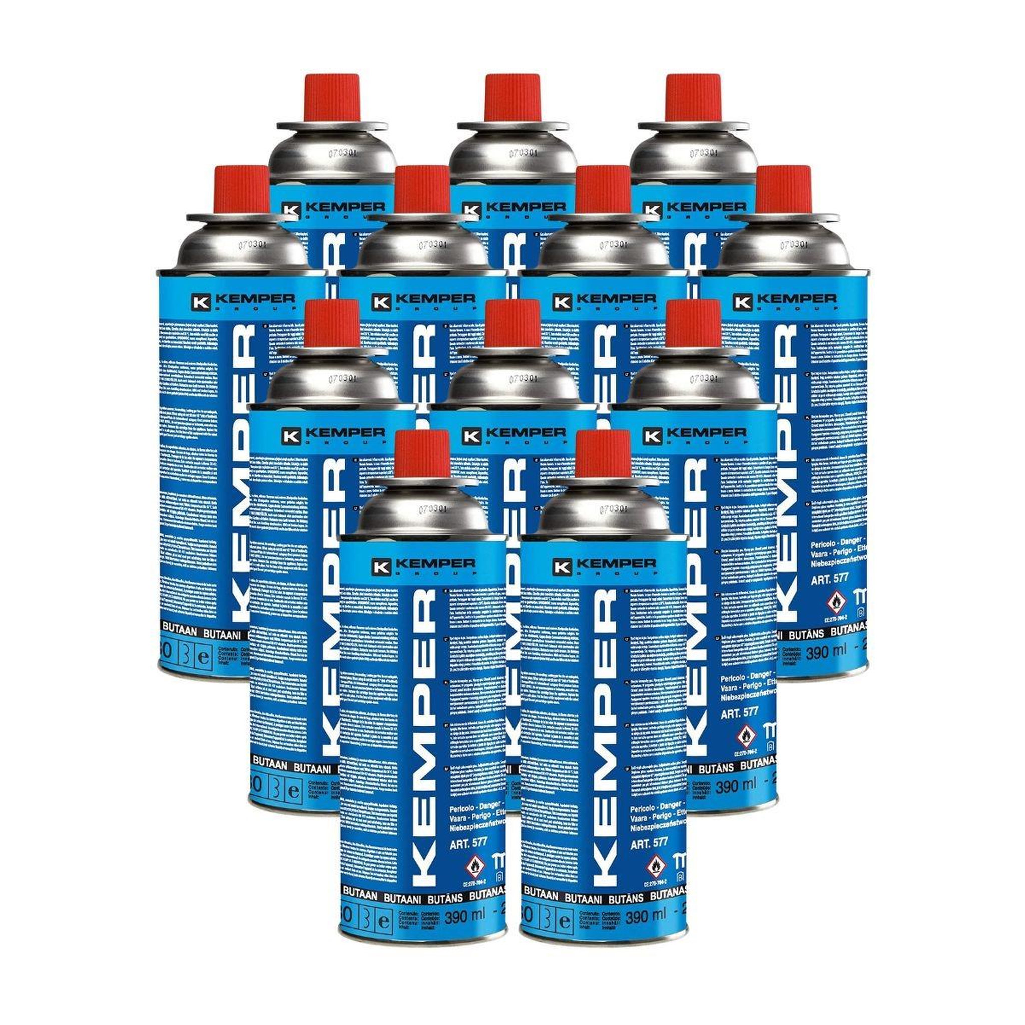 Kemper Lot 12 cartouches gaz butane 390 ml 227 g recharge réchaud portable chalumeau valve sécurité kemper