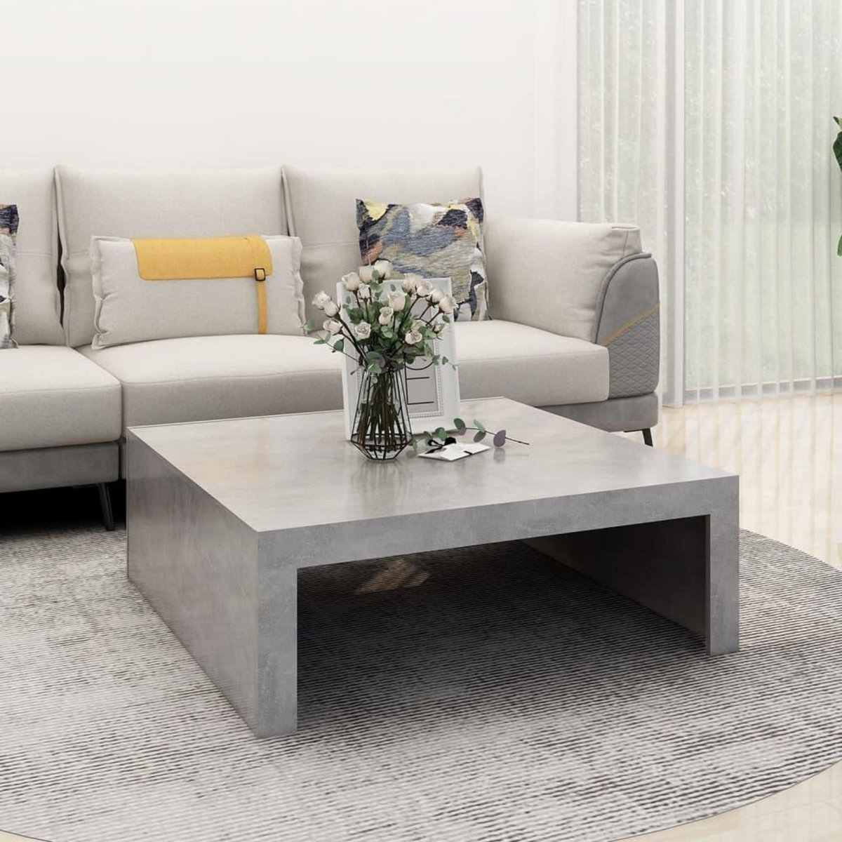 VIDAXL Table basse gris beton 100x100x35 cm bois d'ingenierie
