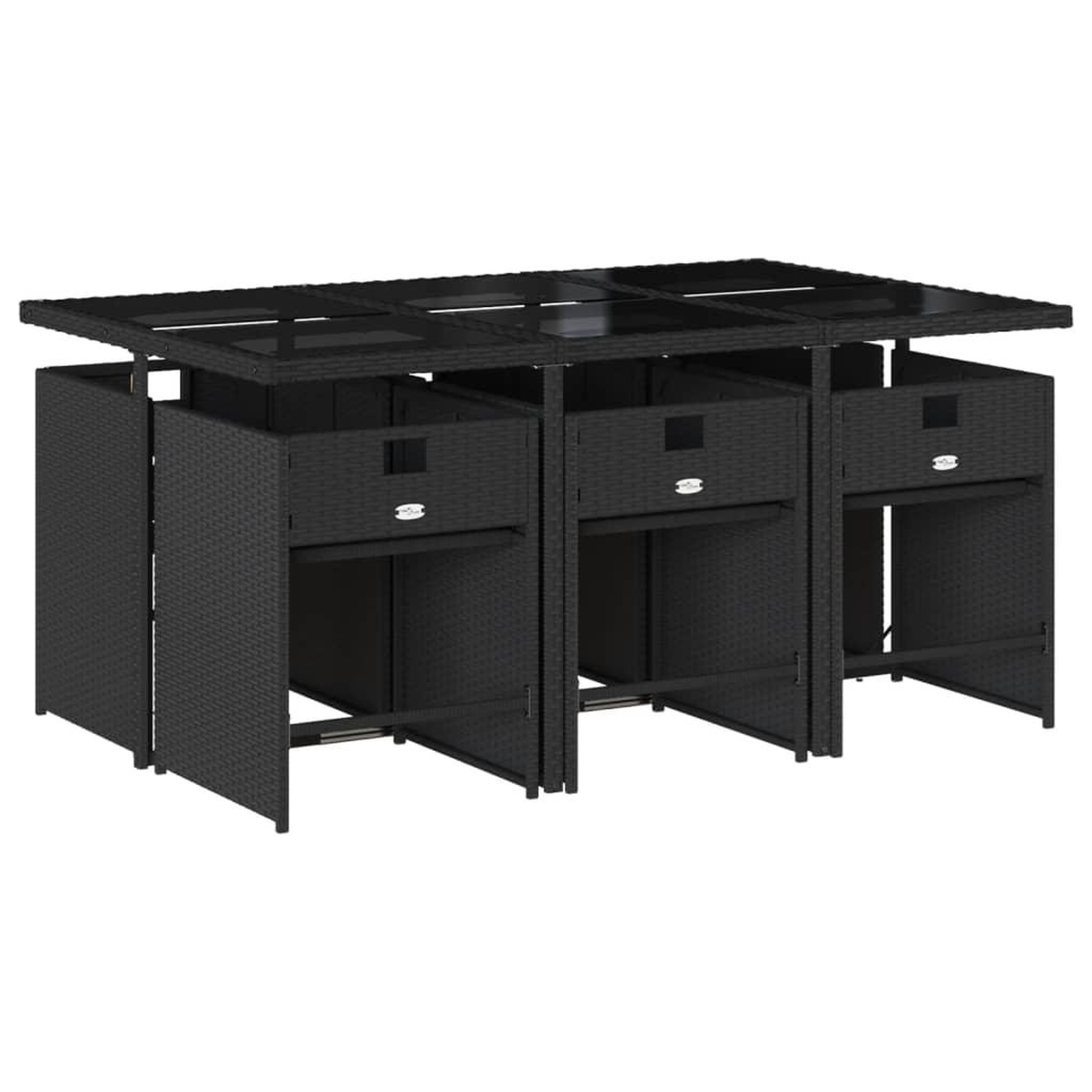 Voir la diapositive 3 : VIDAXL Ensemble a manger de jardin coussins 7pcs Noir Resine tressee