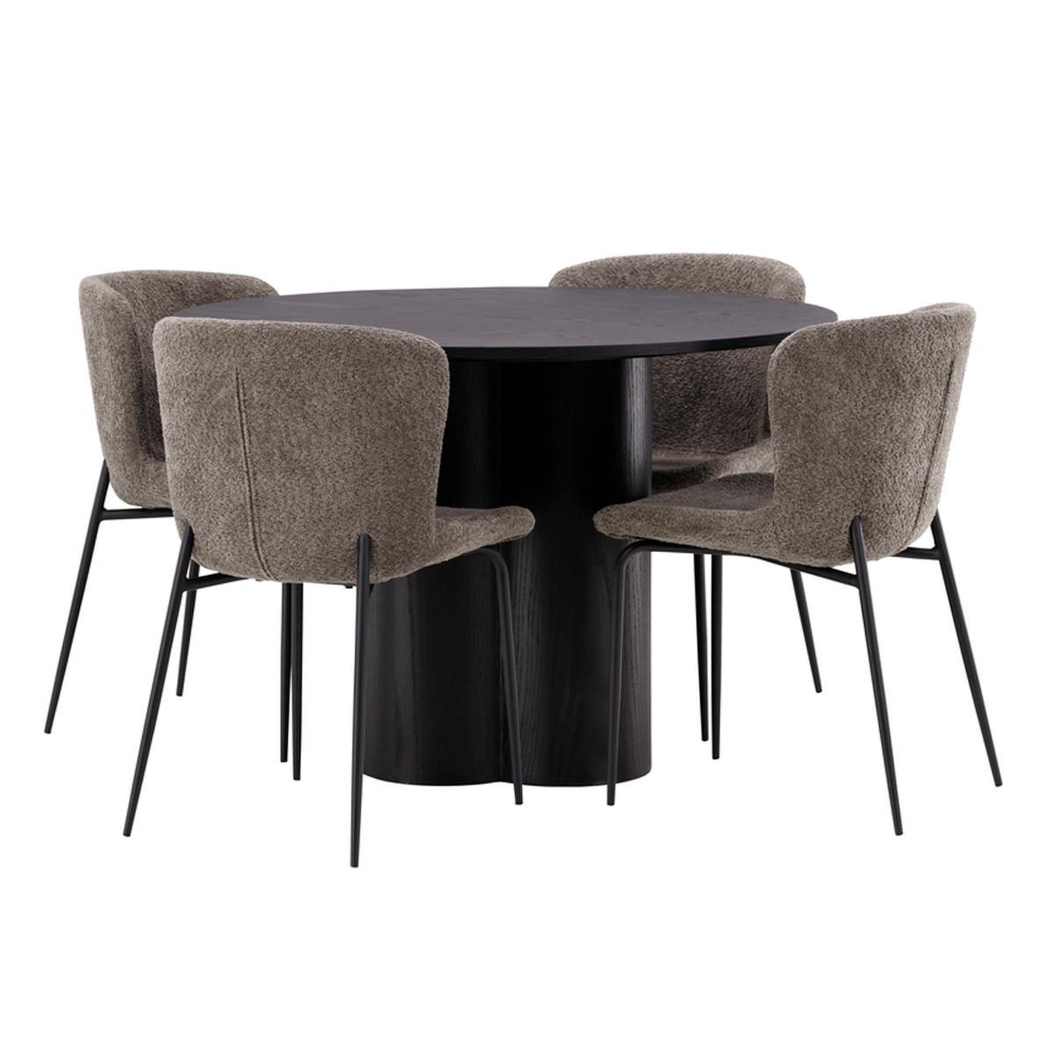 Paris Prix Ensemble table à manger & 4 chaises  olivia & modesto  110cm noir & marron