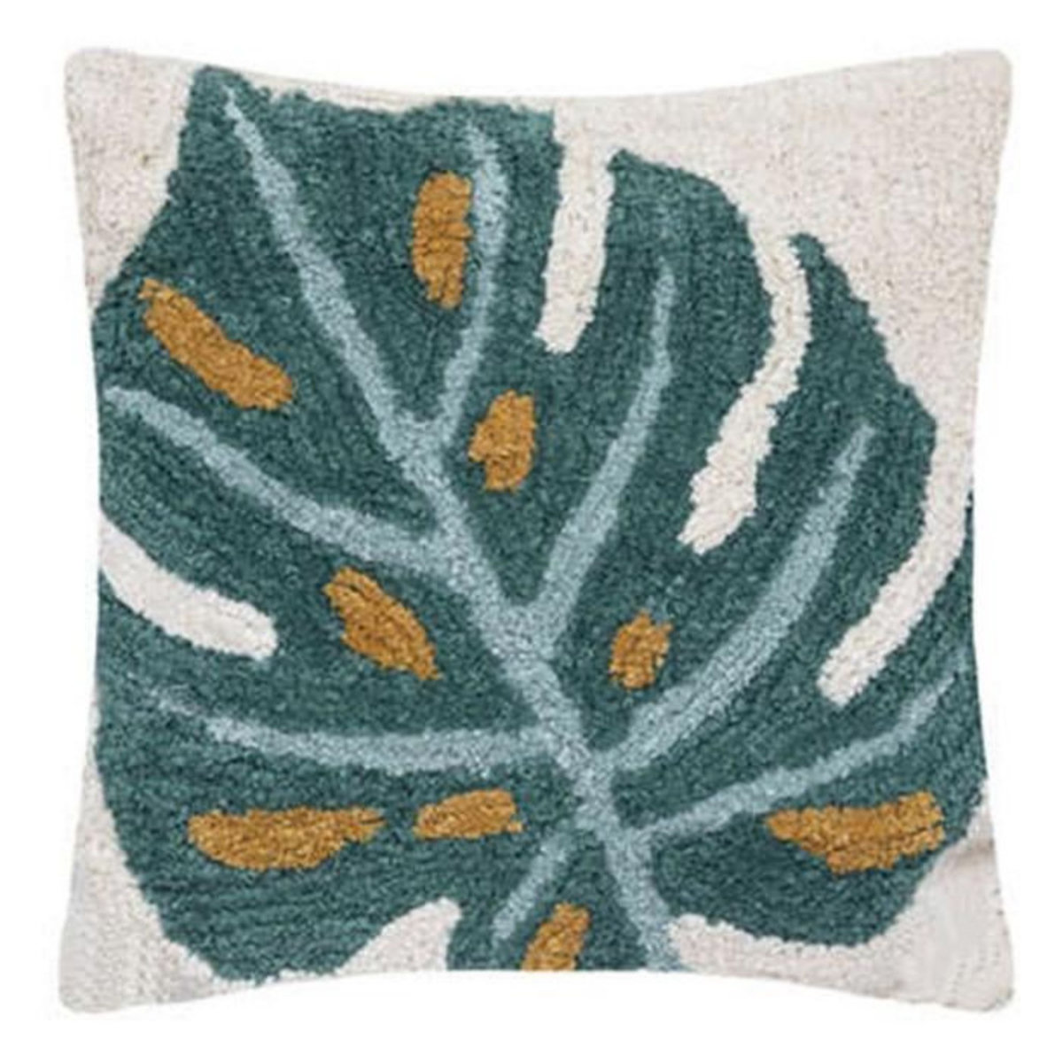 ATMOSPHERA Coussin Tufté Déco  Palm  45x45cm Vert Jade