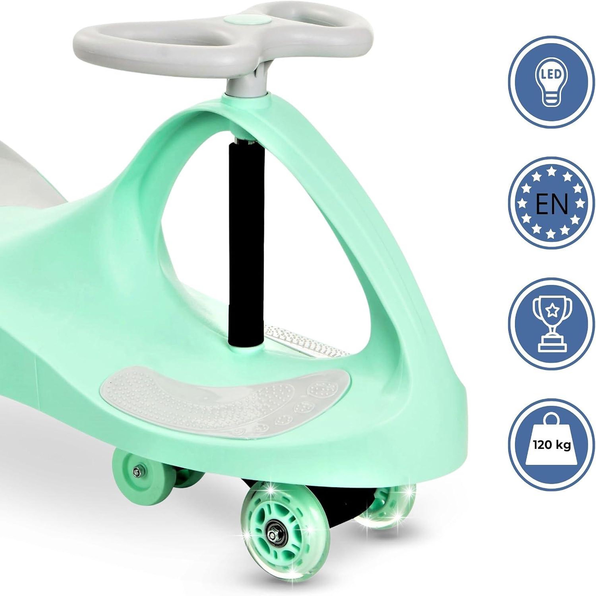 Voir la diapositive 4 : MAMABRUM Voiture Porteur Enfant Twistcar, Tourner le Guidon pour Avancer, Draisienne 120kg, Roues LED