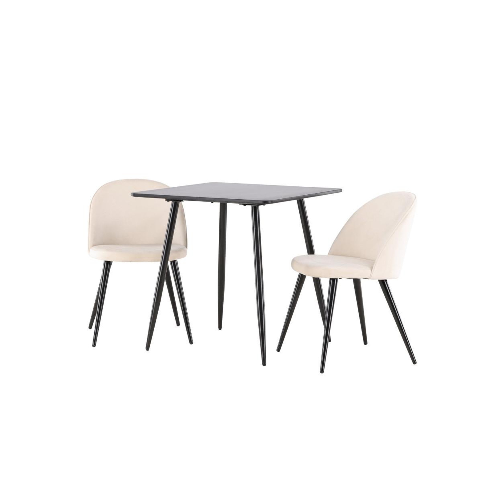 Voir la diapositive 5 : Paris Prix Ensemble table à manger & 2 chaises  polar & velvet  75cm noir & beige