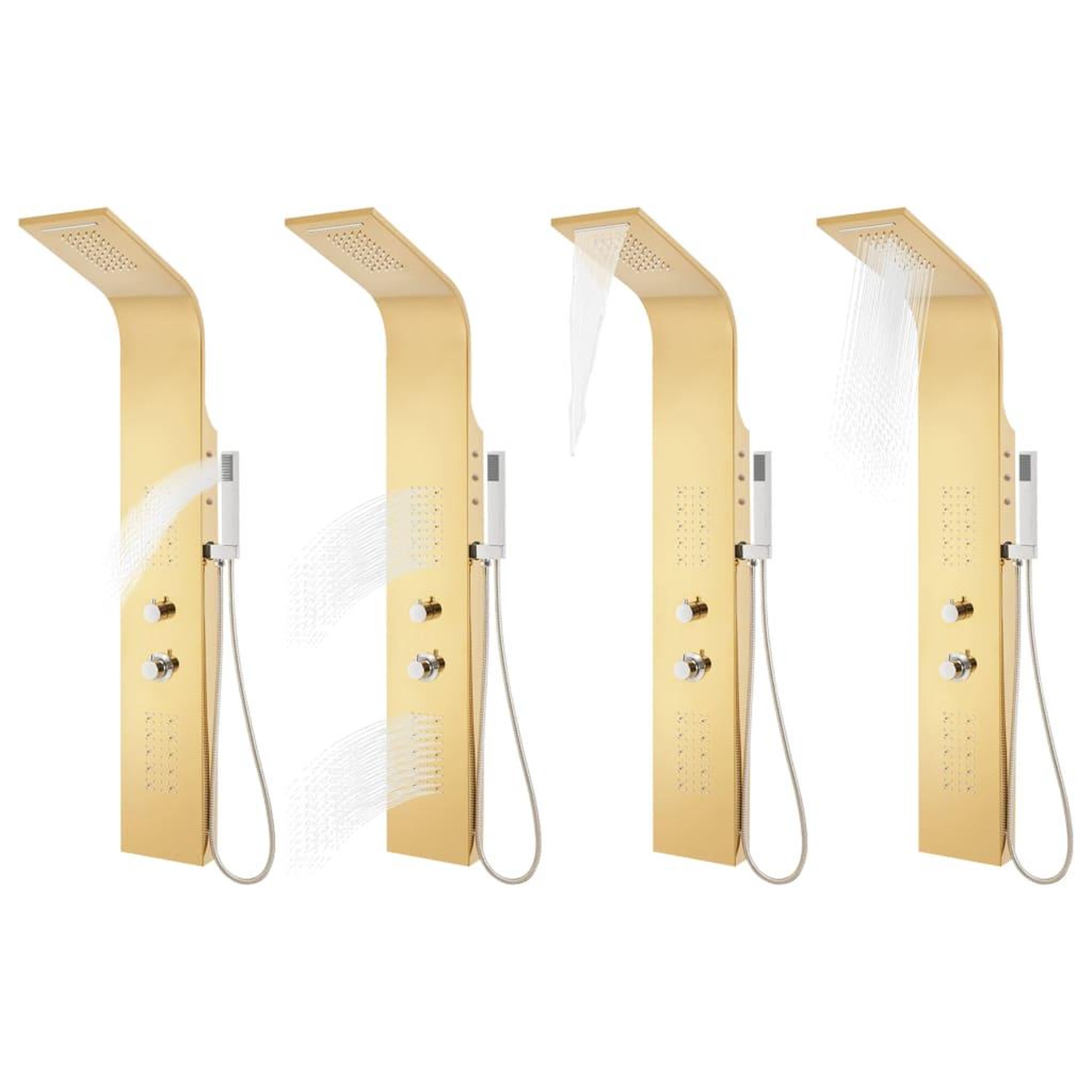 Voir la diapositive 5 : VIDAXL Systeme de panneau de douche acier inoxydable dore incurve