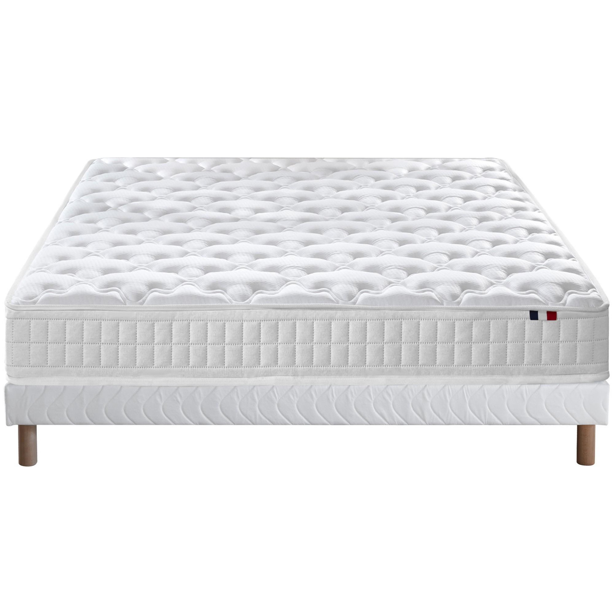 Voir la diapositive 2 : IDLITERIE Pack ensemble matelas ressorts ASTRE, sommier, couette et oreillers