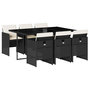 Voir la diapositive 2 : VIDAXL Ensemble a manger de jardin coussins 7pcs Noir Resine tressee