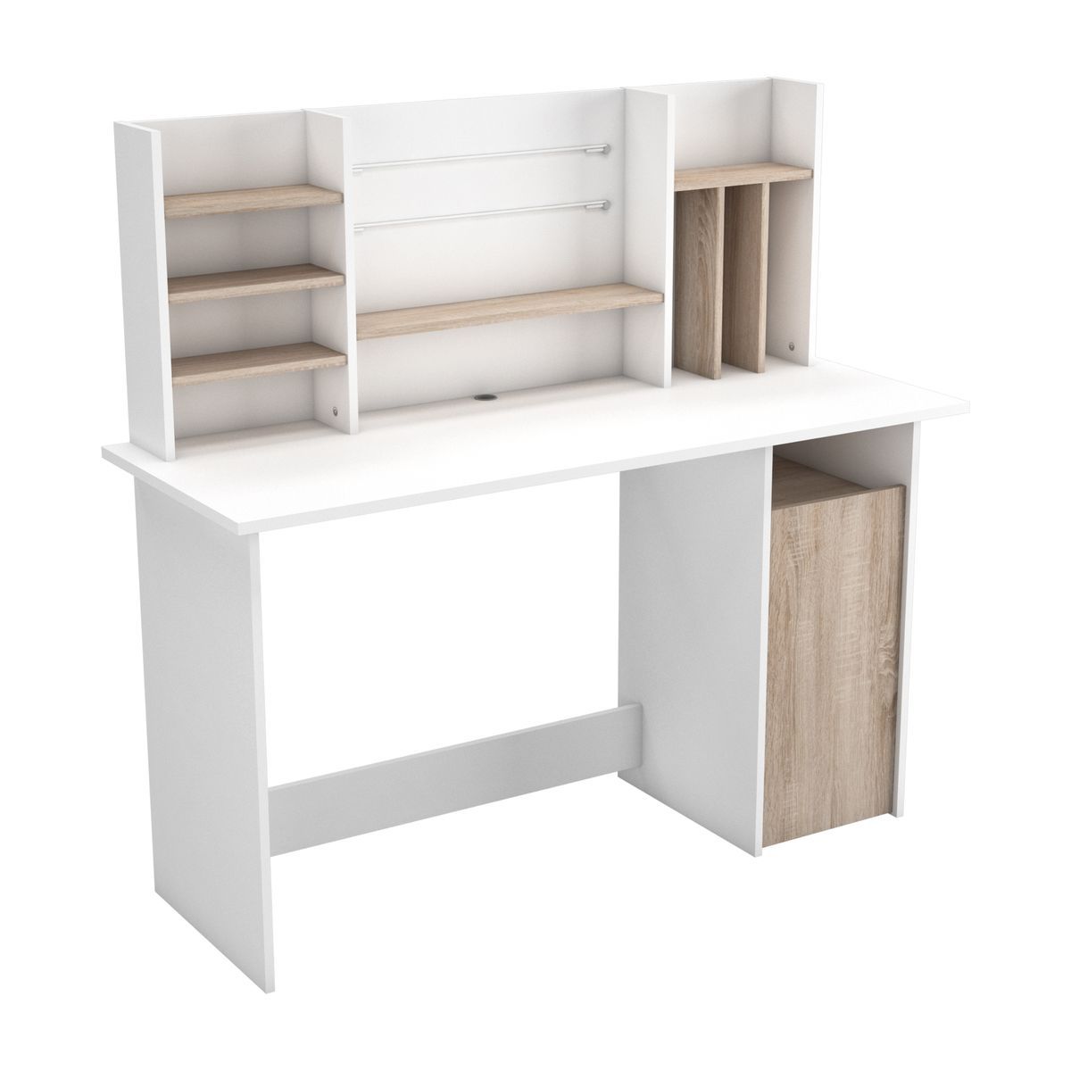 Bureau droit 1 caisson + surmeuble L134,8 cm FLEUR