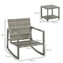 OUTSUNNY Ensemble de jardin 3 pièces 2 fauteuils à bascule table basse coussins inclus métal époxy résine tressée PE polyester gris