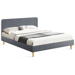 ID MARKET Lit double scandinave BALTA avec tête de lit et sommier 140 x 190 cm tissu gris anthracite