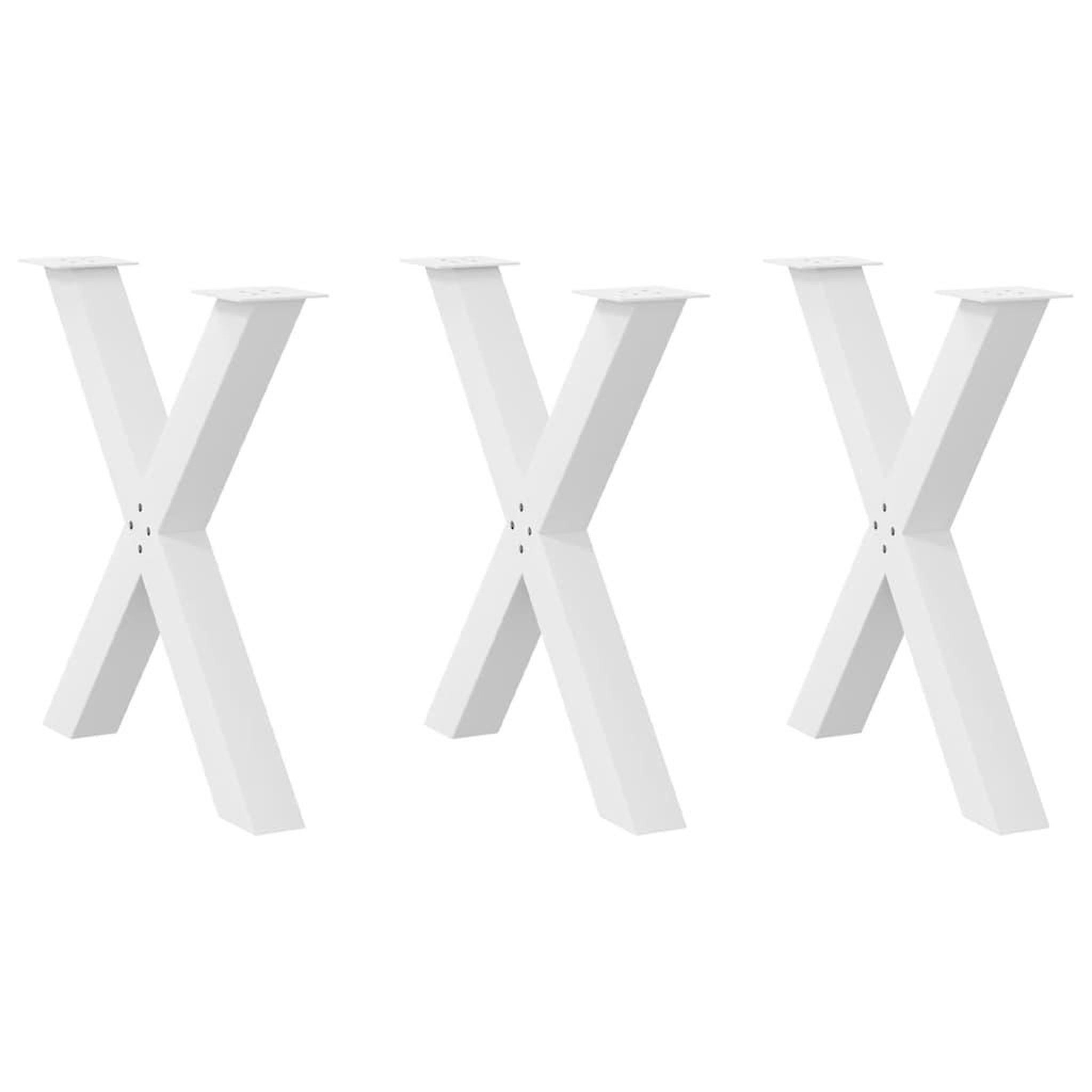 VIDAXL Pieds de table a manger forme de X 3 pcs blanc 80x(72-73) cm