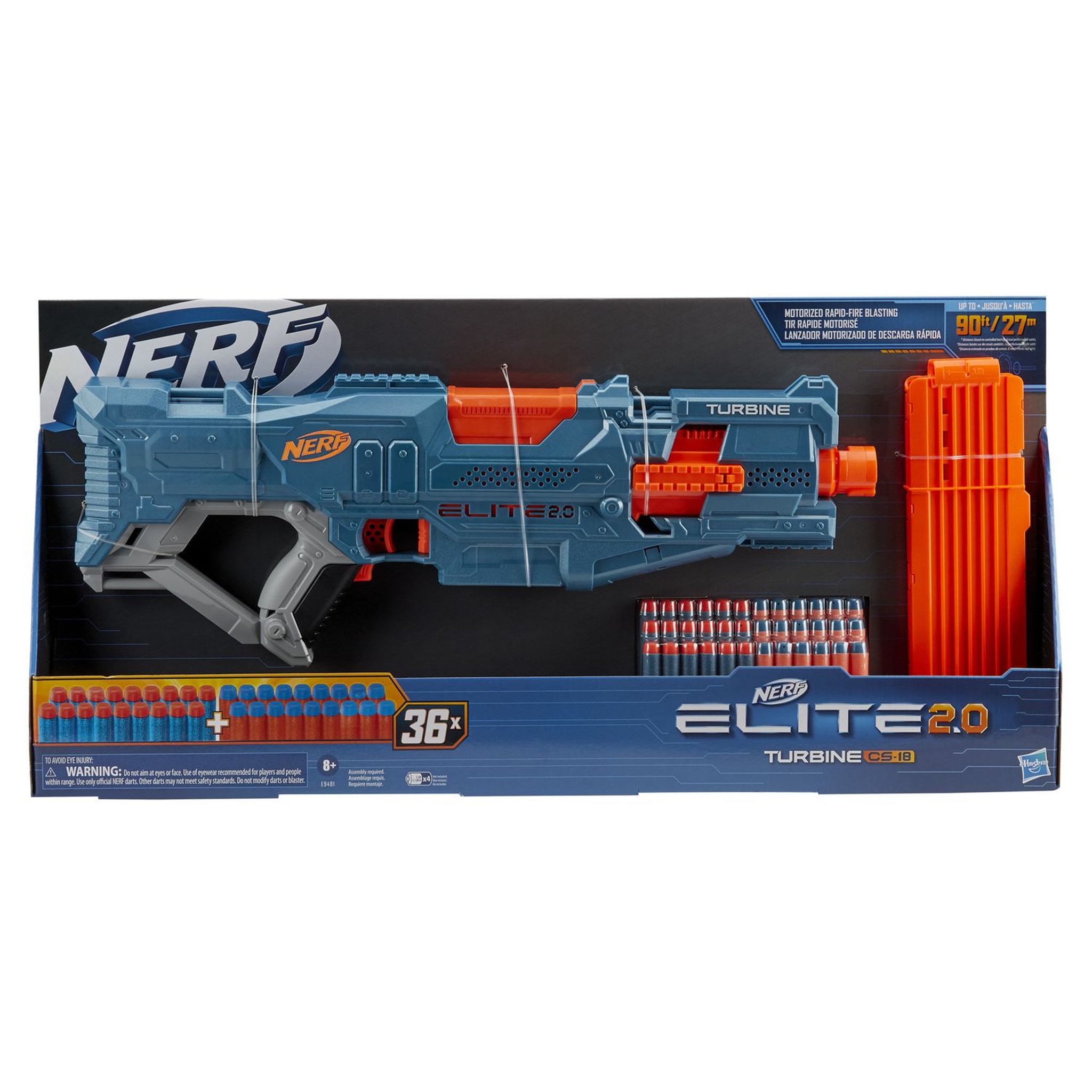 Voir la diapositive 3 : HASBRO Pistolet Elite 2.0 Turbine CS-18 Nerf