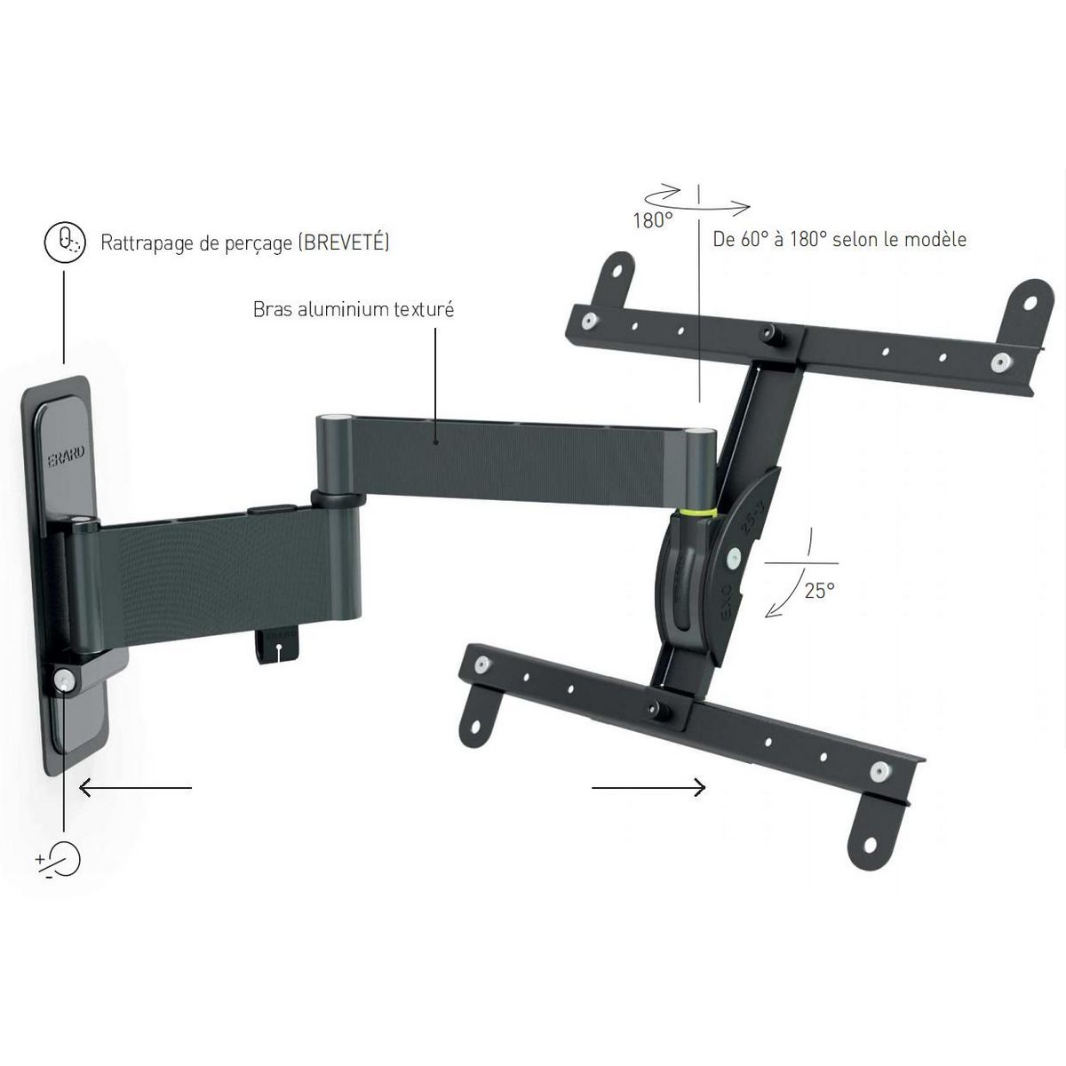 Erard Support mural inclinable/orientable pour écran 30 à 55 - 048240