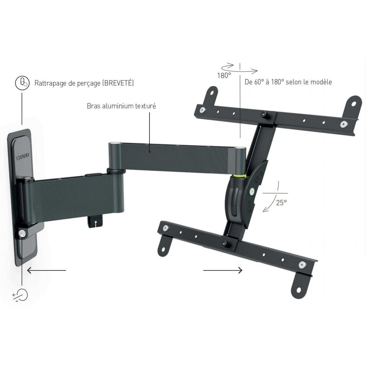 Erard Support mural inclinable/orientable pour écran 30 à 55 - 048240