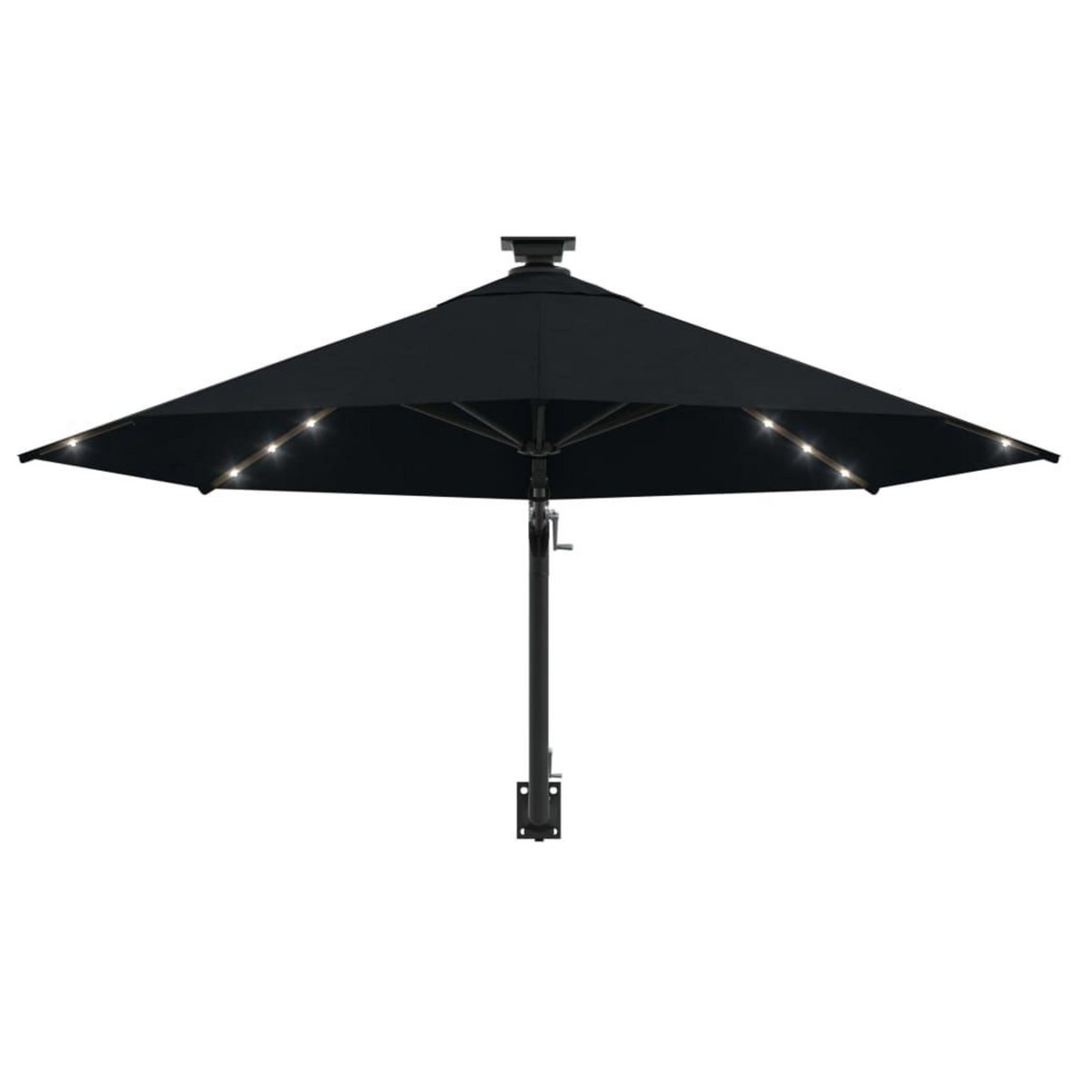 VIDAXL Parasol mural de jardin avec LED 300 cm noir