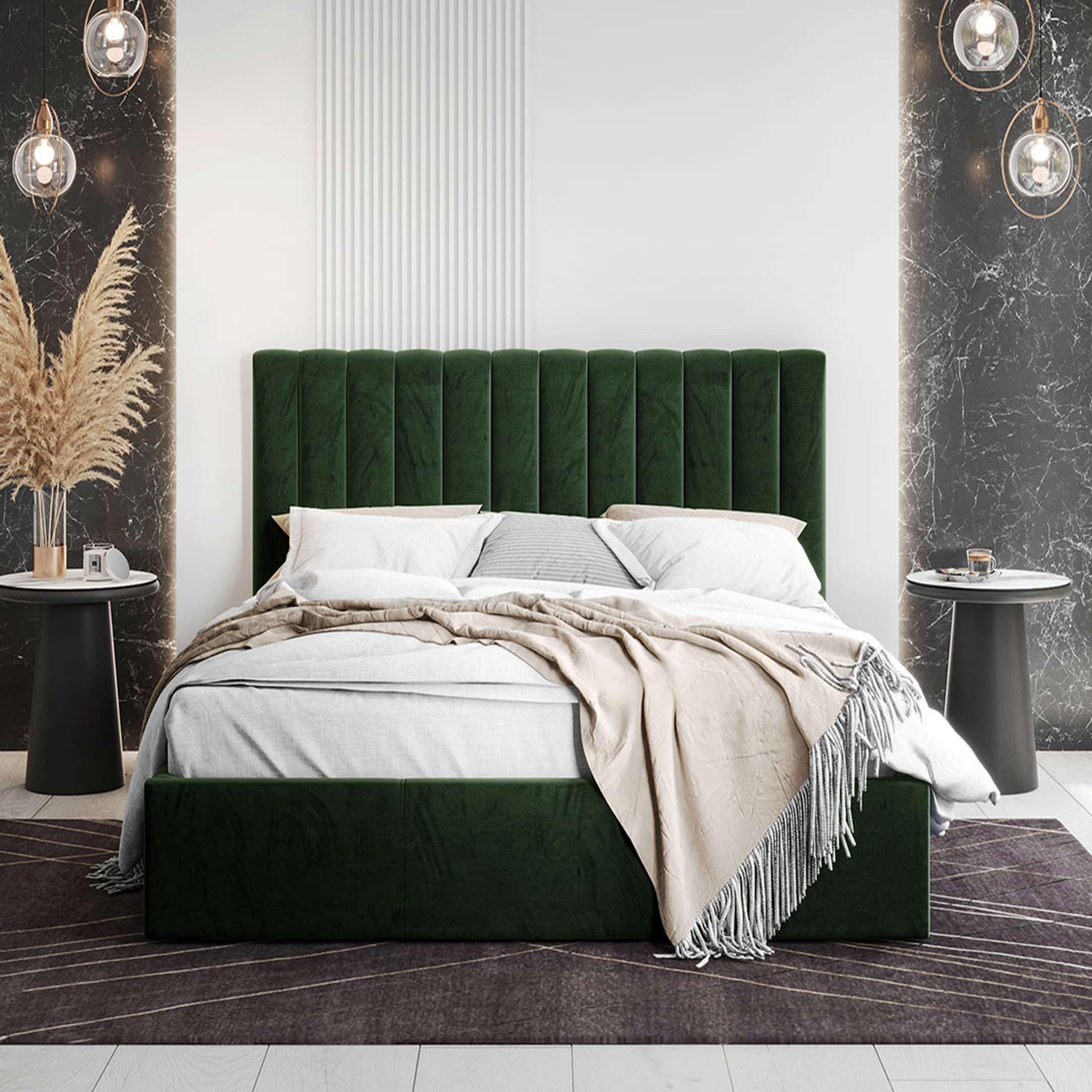 Voir la diapositive 5 : BEST MOBILIER Rosario - lit coffre - 180x200 - sommier inclus - en velours
