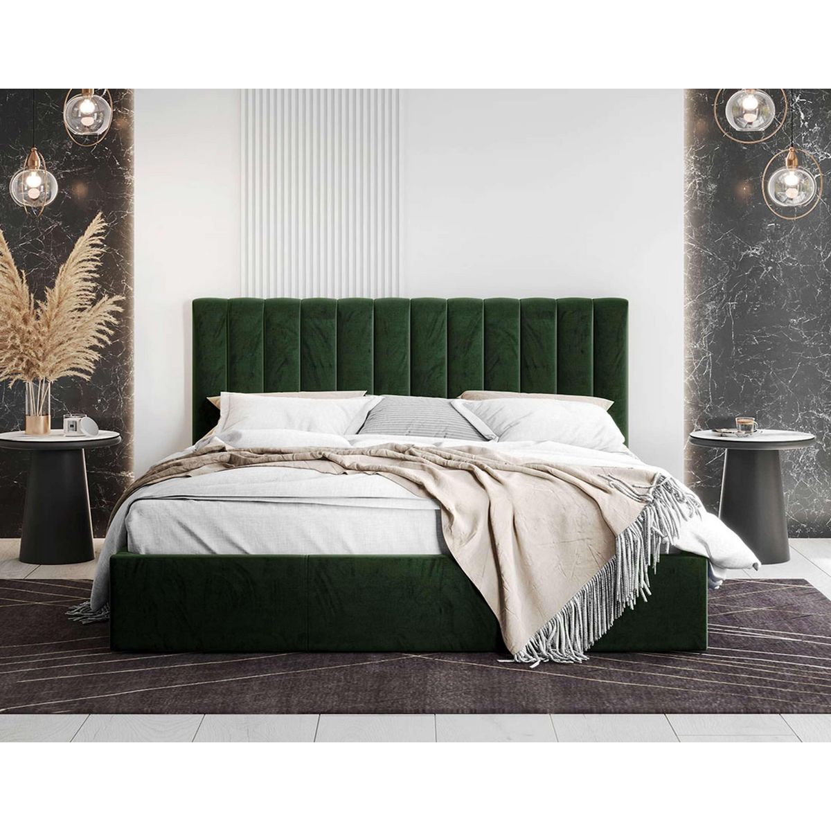 BEST MOBILIER Rosario - lit coffre - 180x200 - sommier inclus - en velours