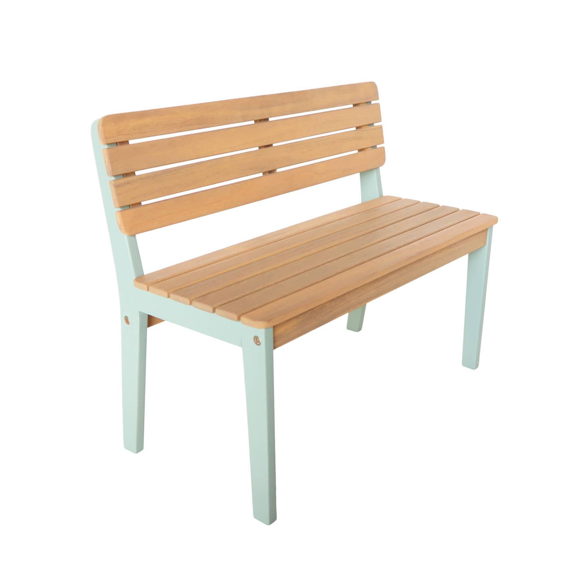 SWEEEK Table de jardin enfant bois d'acacia + 4 assises vert de gris - Caroline