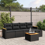 VIDAXL Salon de jardin 6 pcs avec coussins noir resine tressee