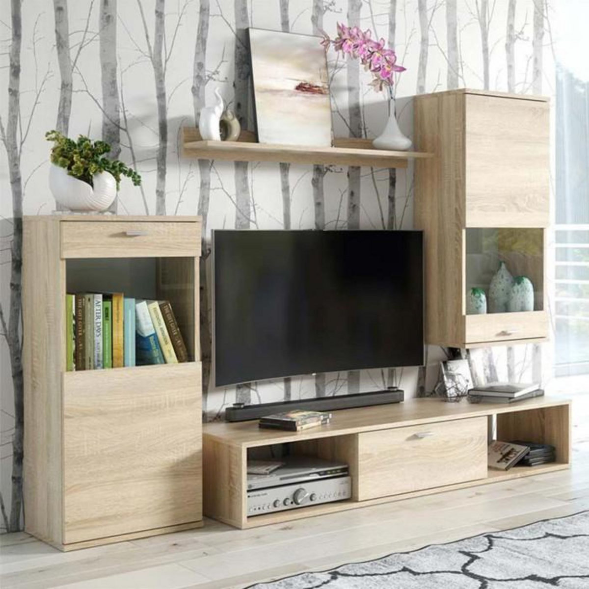 Paris Prix Ensemble Meuble TV Design  Rico  180cm Naturel