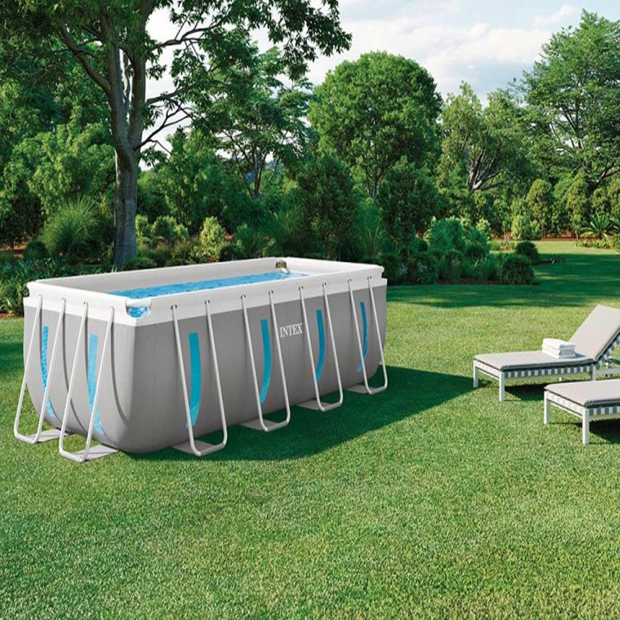 Voir la diapositive 3 : INTEX Piscine tubulaire Prism Frame Clearview rectangulaire 4,00 x 2,00 x 1,22 m - Intex