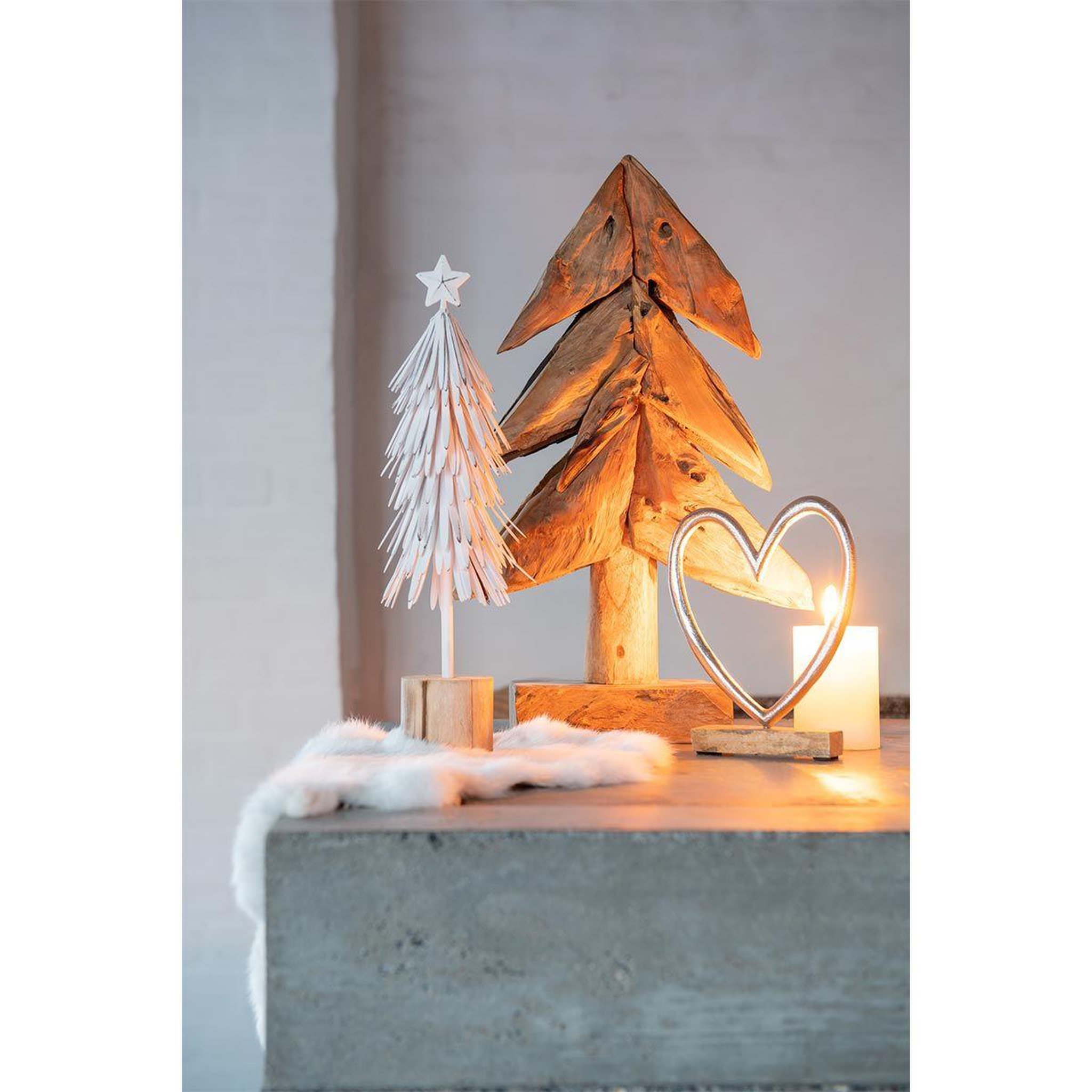 Voir la diapositive 2 : J-LINE Arbre déco  morceaux bois  50cm naturel