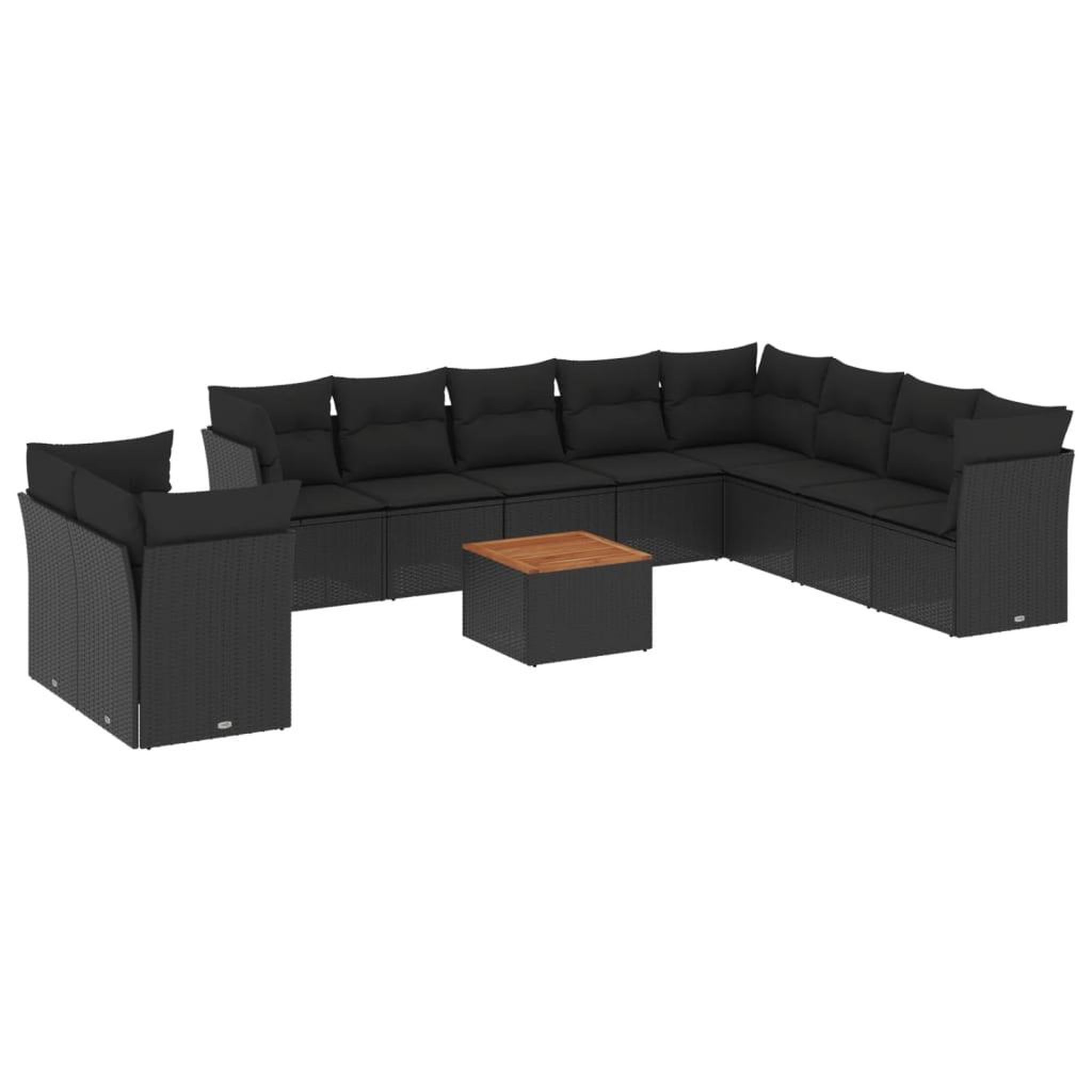 Voir la diapositive 2 : VIDAXL Salon de jardin 11 pcs avec coussins noir resine tressee