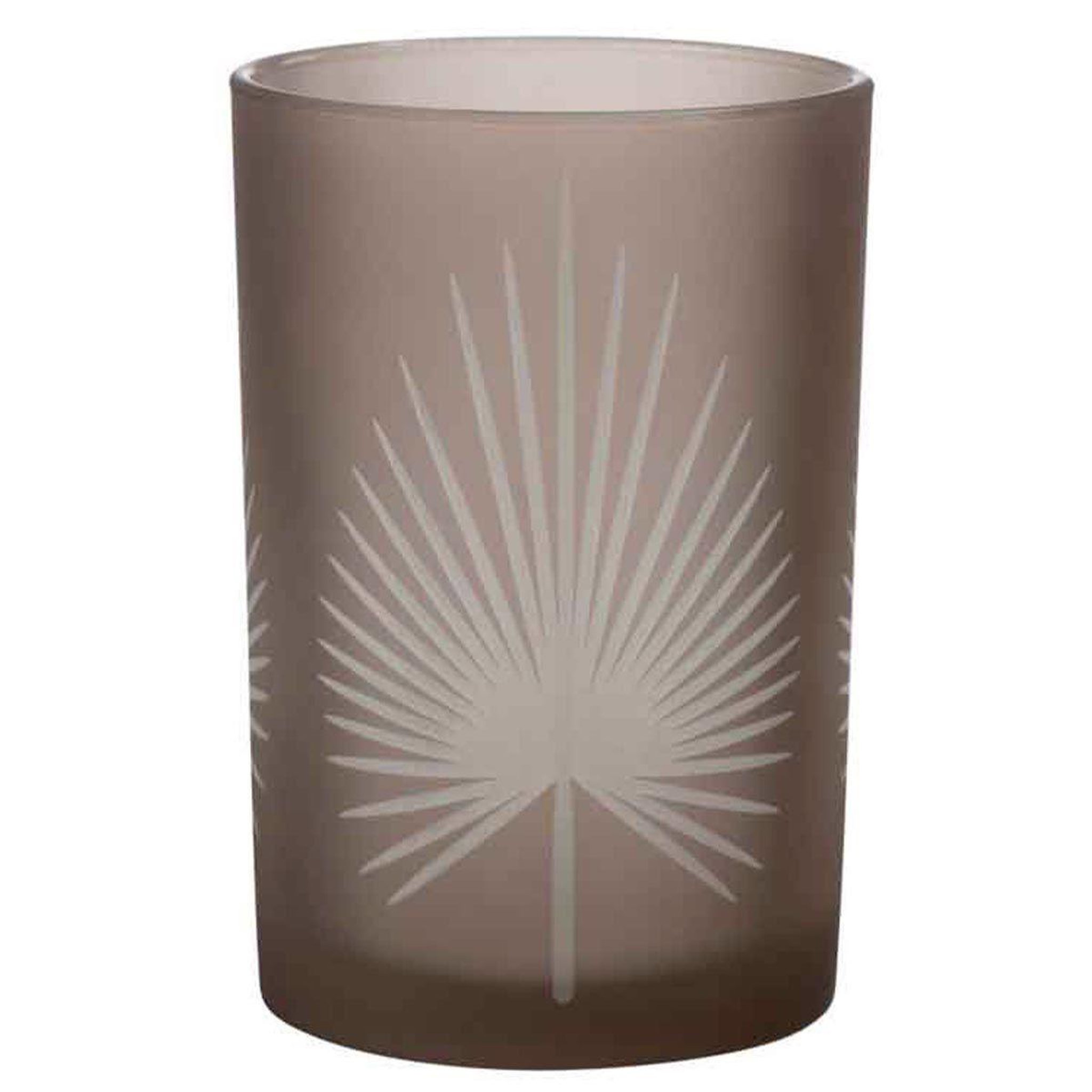 J-LINE Photophore déco  feuilles de palmier  18cm marron