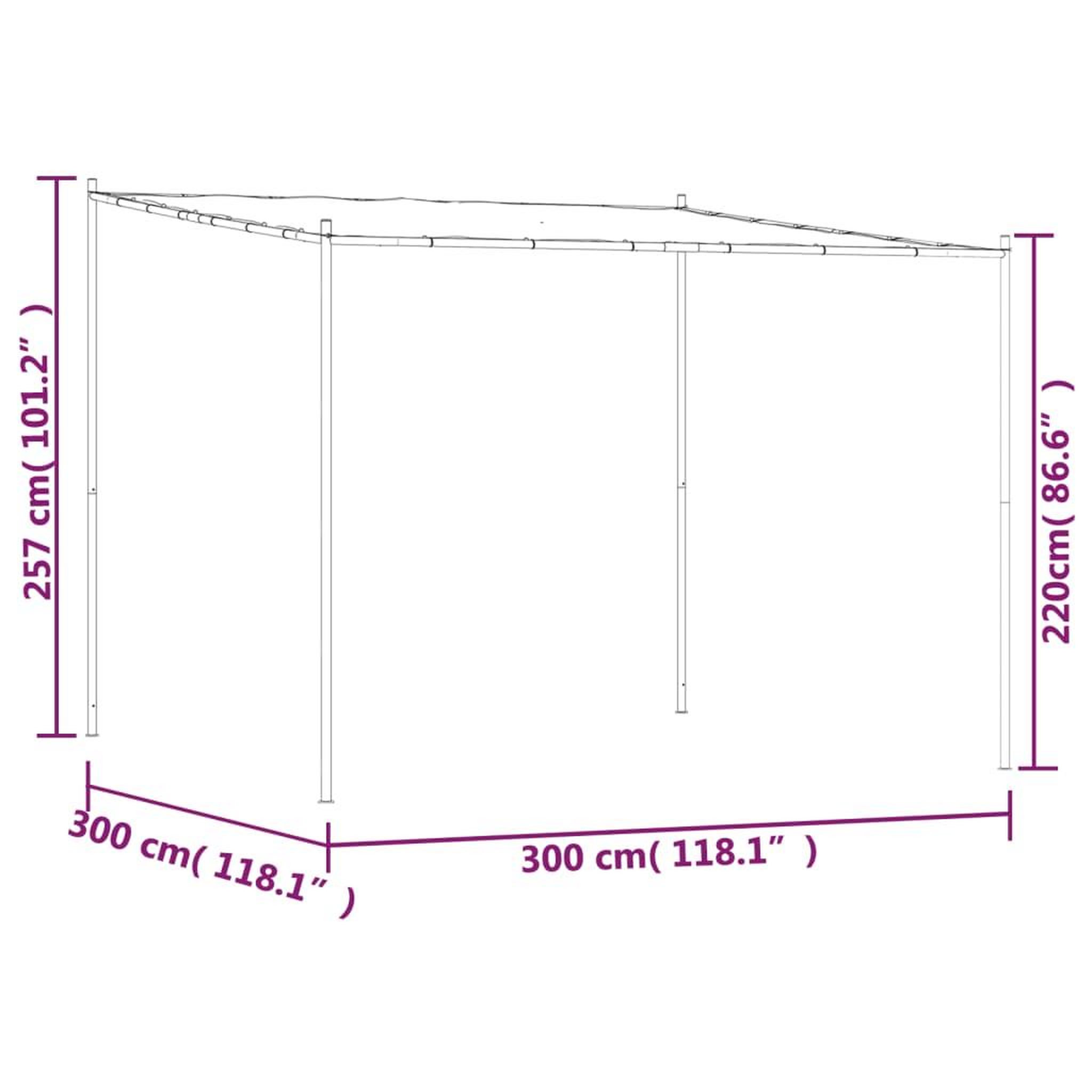 Voir la diapositive 6 : VIDAXL Belvedere beige 3x3 m 180 g/m^2 tissu et acier