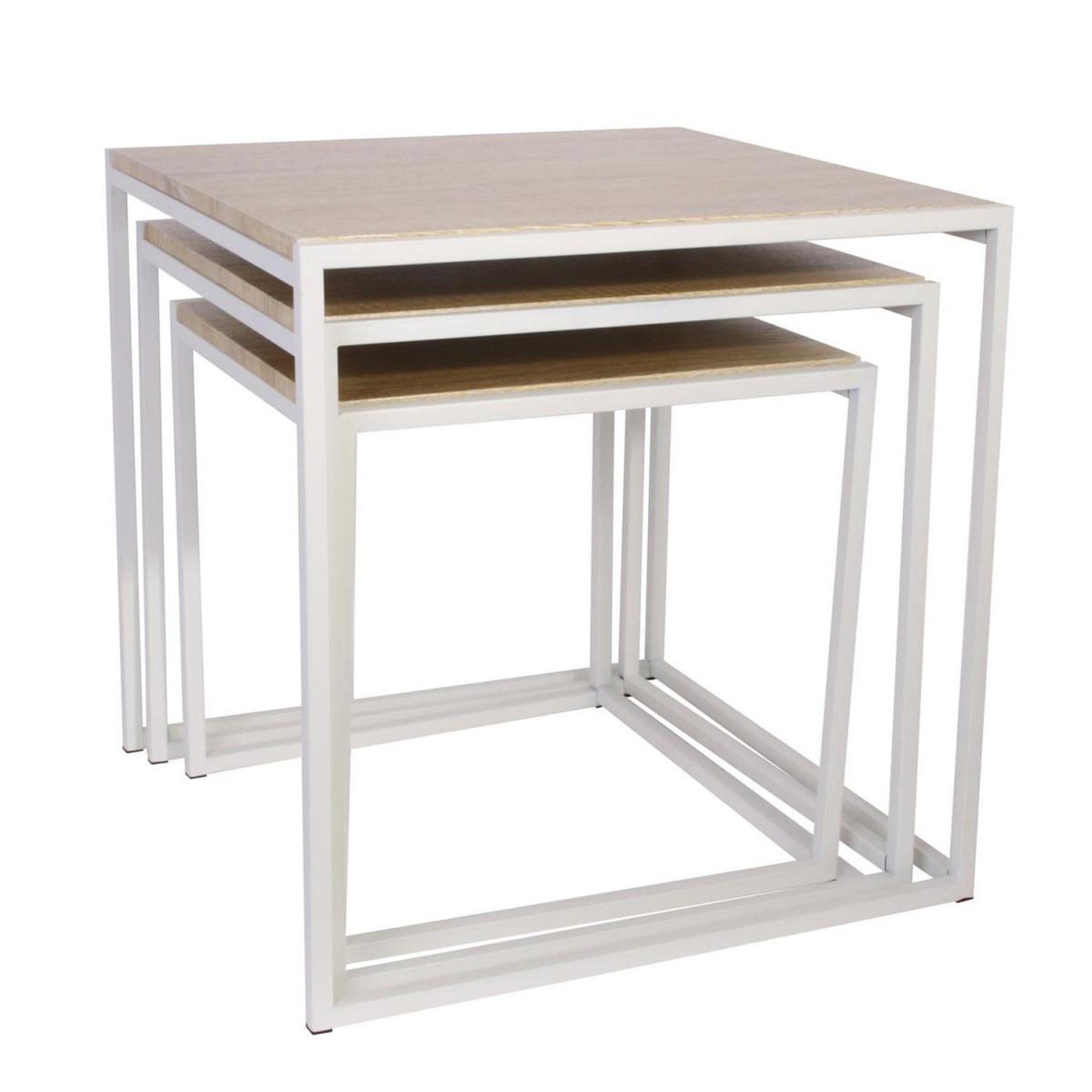 Voir la diapositive 2 : The Home Deco Factory Lot de 3 tables gigognes  origin  45cm blanc