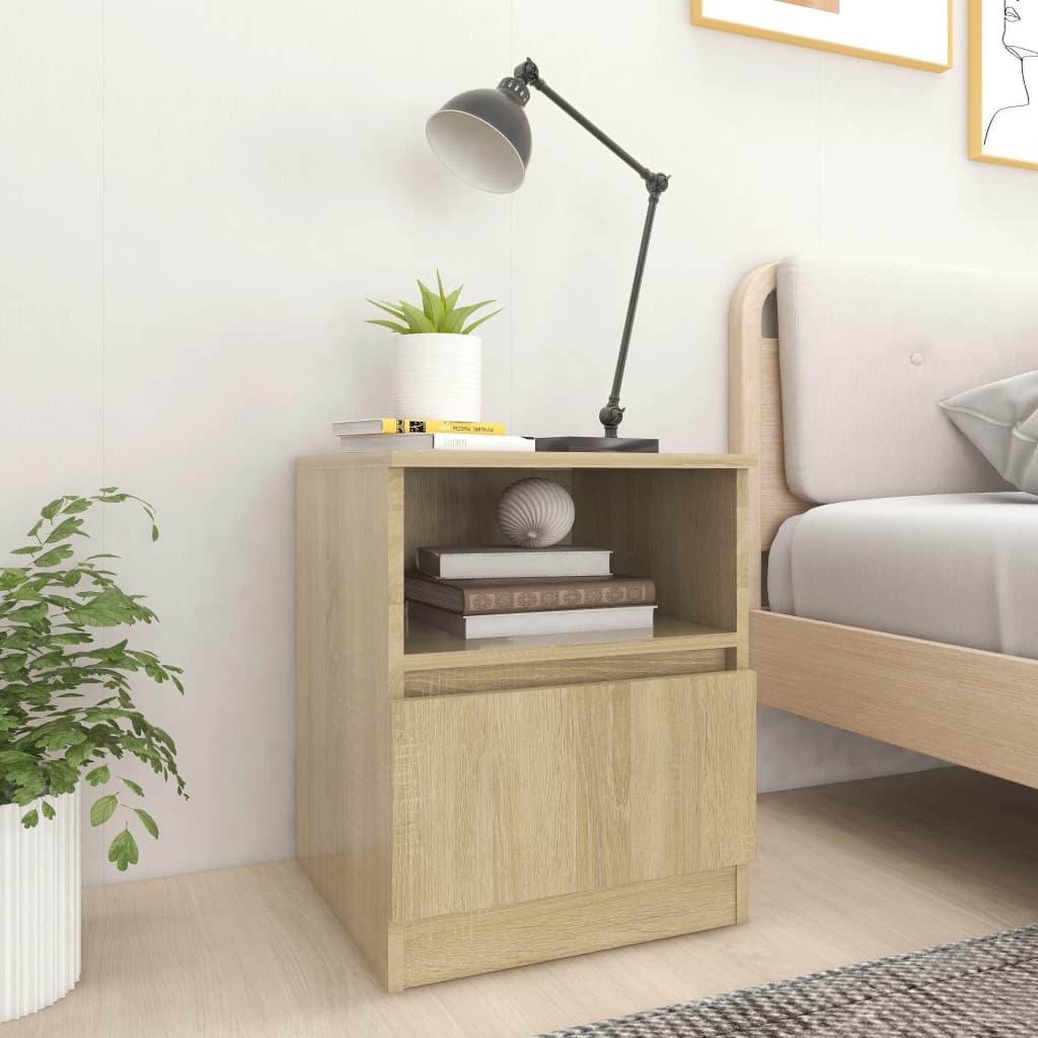 Voir la diapositive 1 : VIDAXL Table de chevet Chene sonoma 40x40x50 cm Agglomere