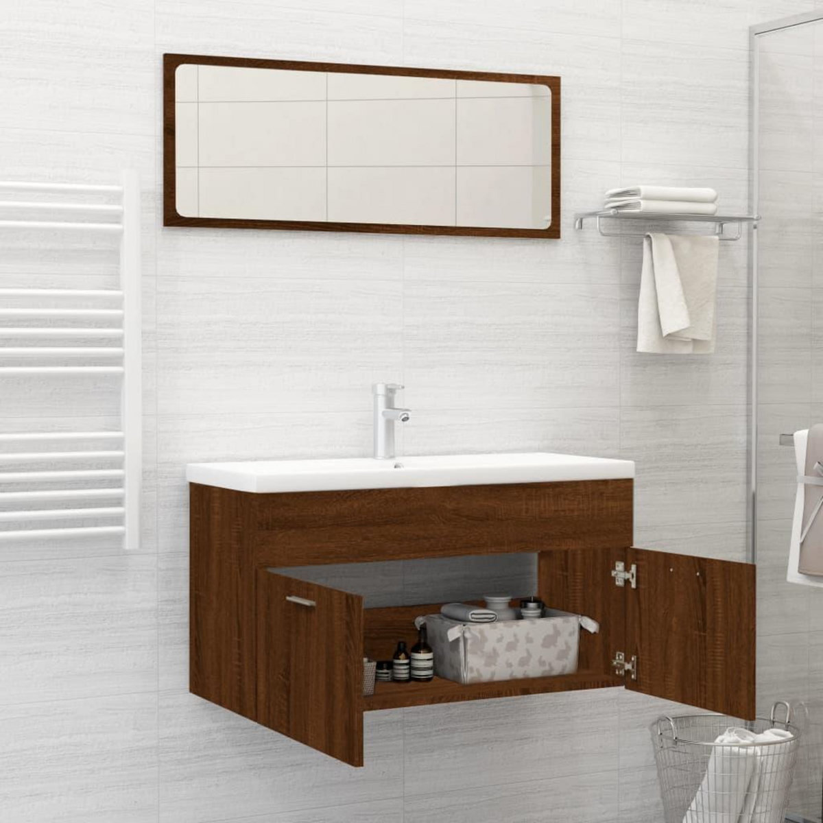 VIDAXL Ensemble de meubles de salle de bain 2 pcs Chene marron