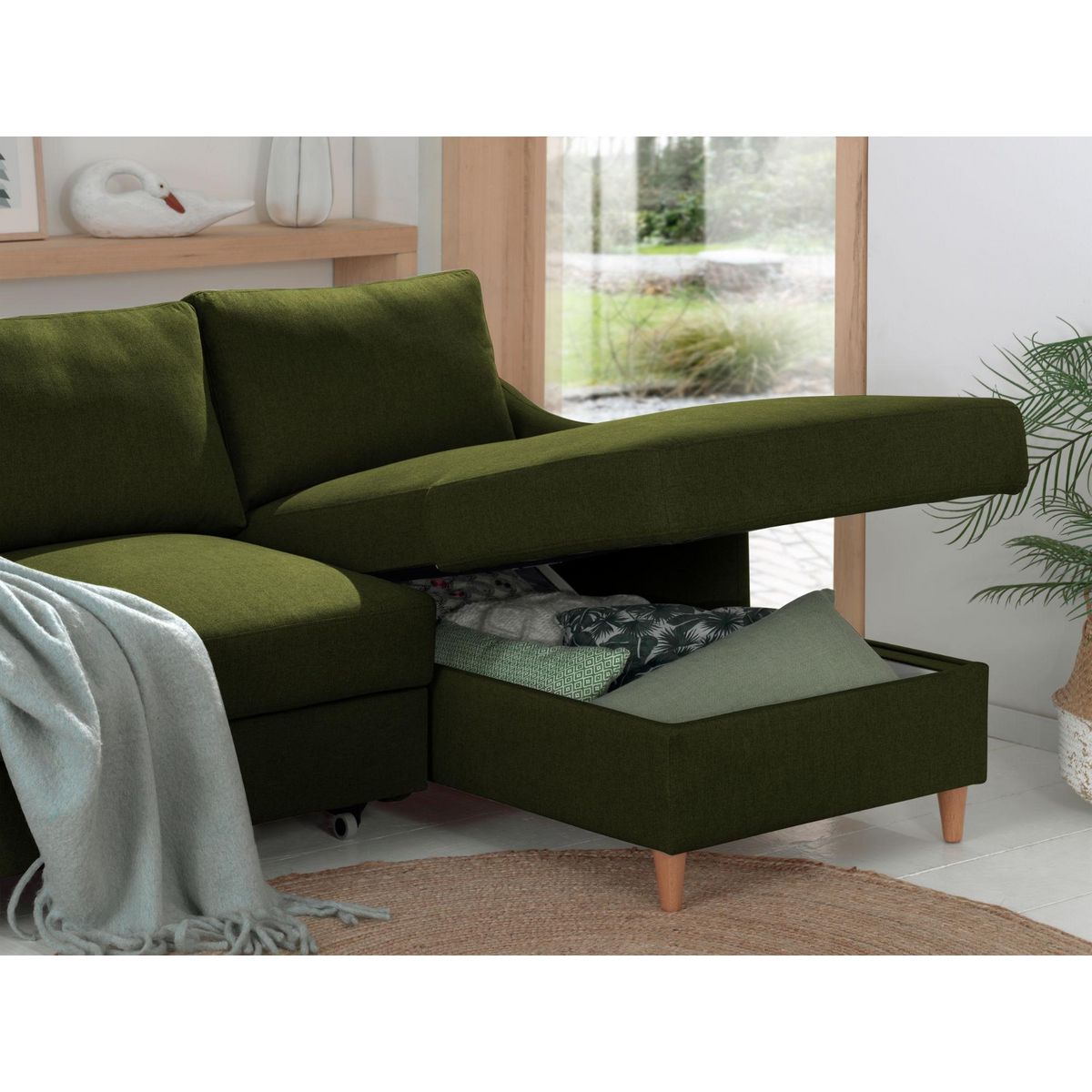 LISA DESIGN Will - canapé d'angle droit - convertible avec coffre - 4 places - en tissu