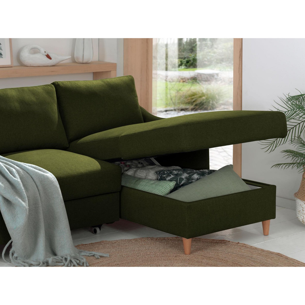 LISA DESIGN Will - canapé d'angle droit - convertible avec coffre - 4 places - en tissu