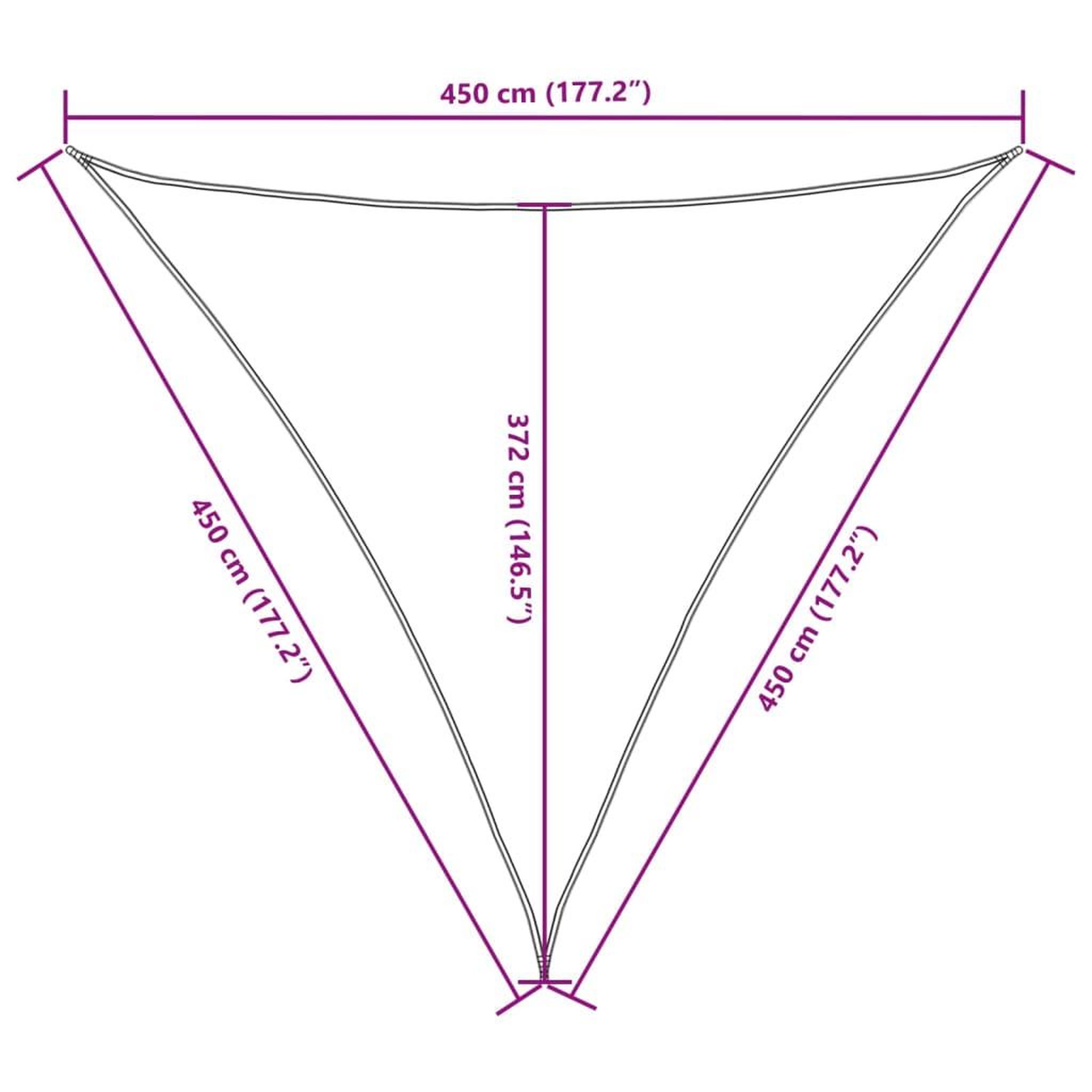 Voir la diapositive 6 : VIDAXL Voile de parasol tissu oxford triangulaire 4,5x4,5x4,5 m creme