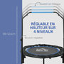 Voir la diapositive 4 : HOMCOM Trampoline de fitness gym pliable - poignée réglable, 28 ressorts - Ø 102 cm - noir bleu