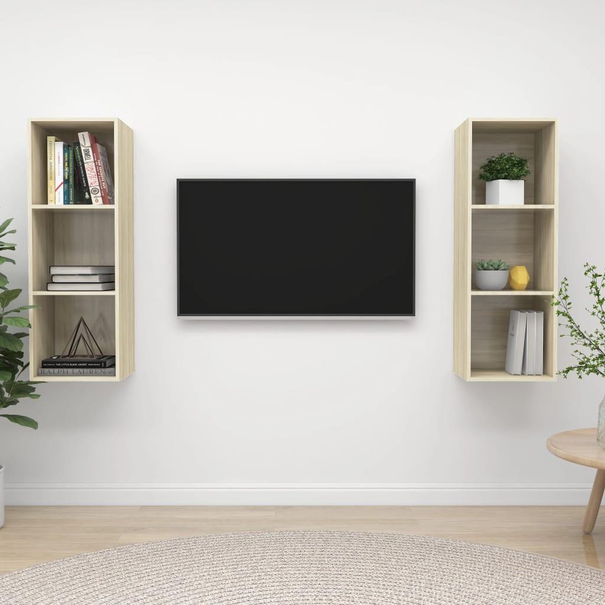 Voir la diapositive 1 : VIDAXL Meubles TV muraux 2 pcs Chene sonoma Bois d'ingenierie